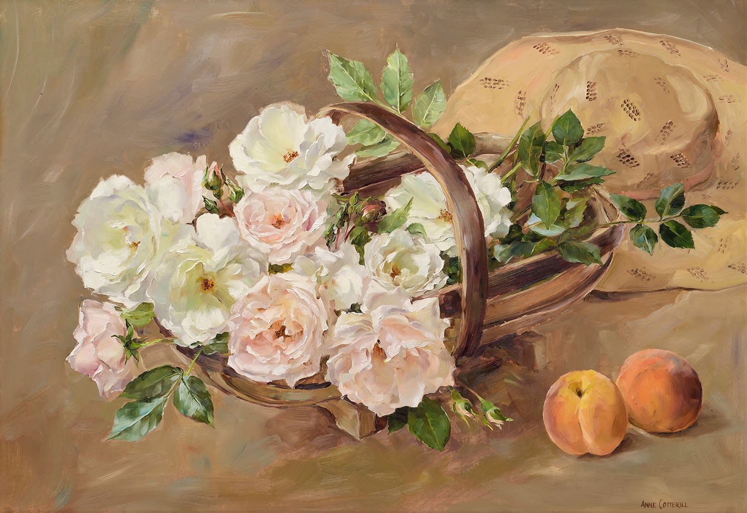 Anne Cotterill, White Roses in a Trug