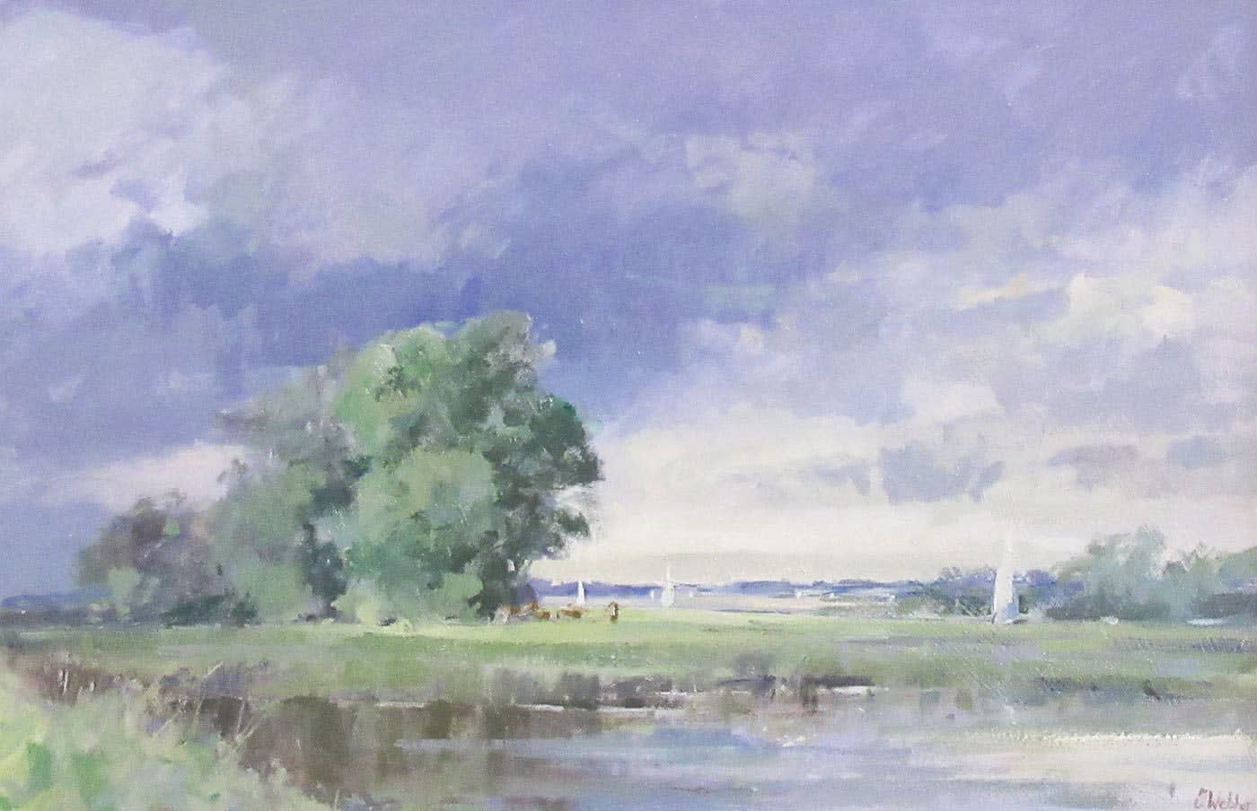 Graham Webber ROI IEA, Sails and Cattle on the Broads