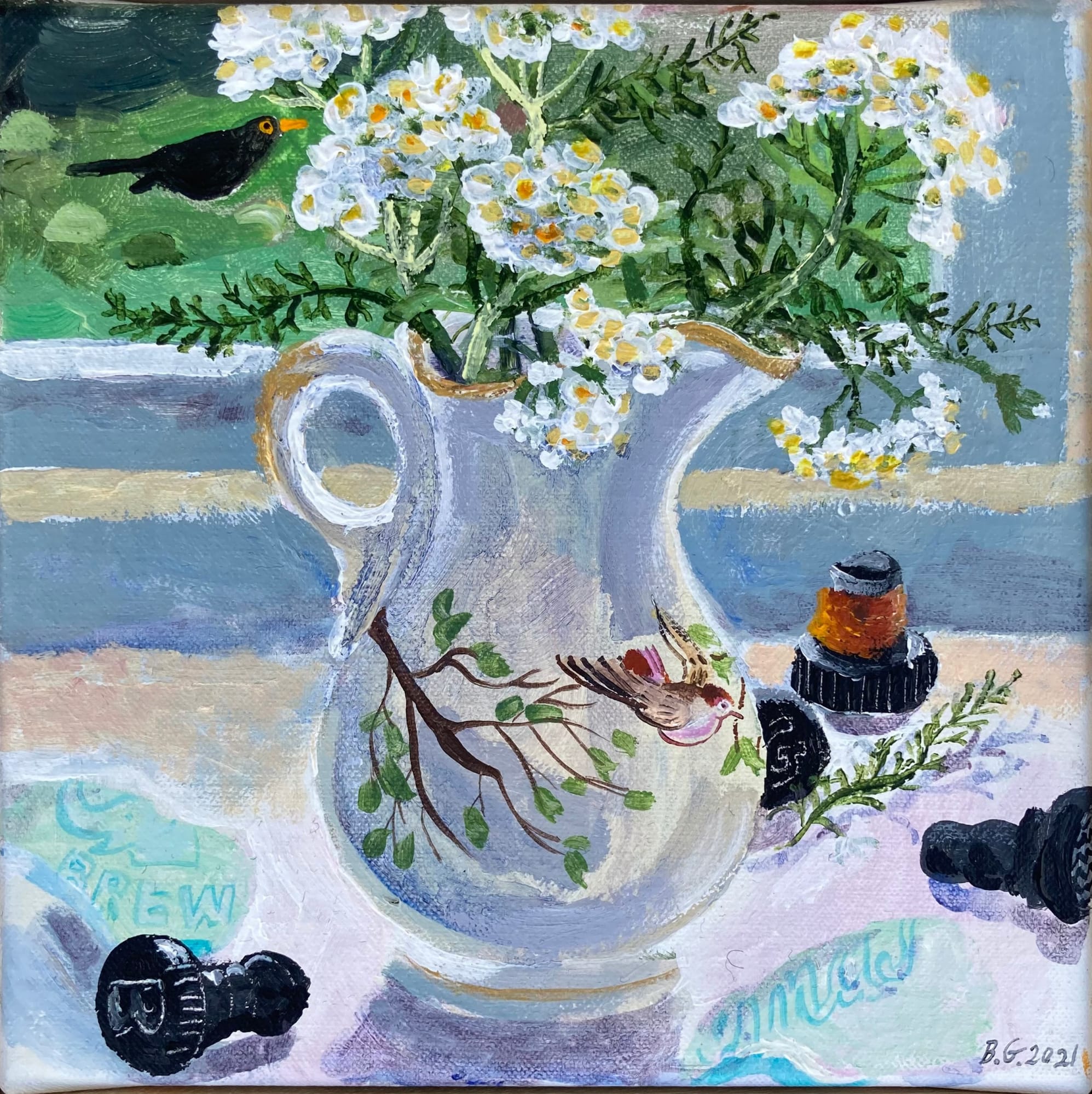 Brita Granström, Two Birds and Bottle Stoppers, 2021