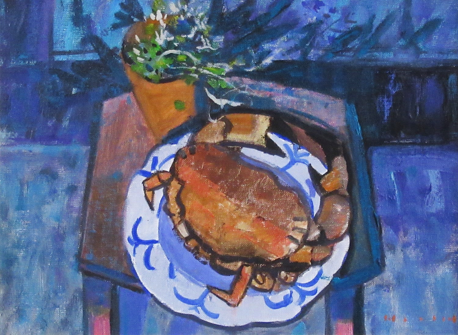Mike Healey, Still Life with Crab and Lobelia