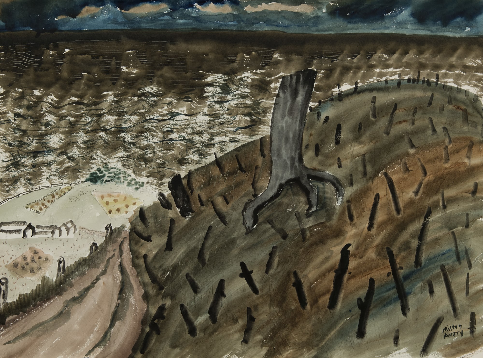 Milton Avery, Burned Hill by the Sea, 1938