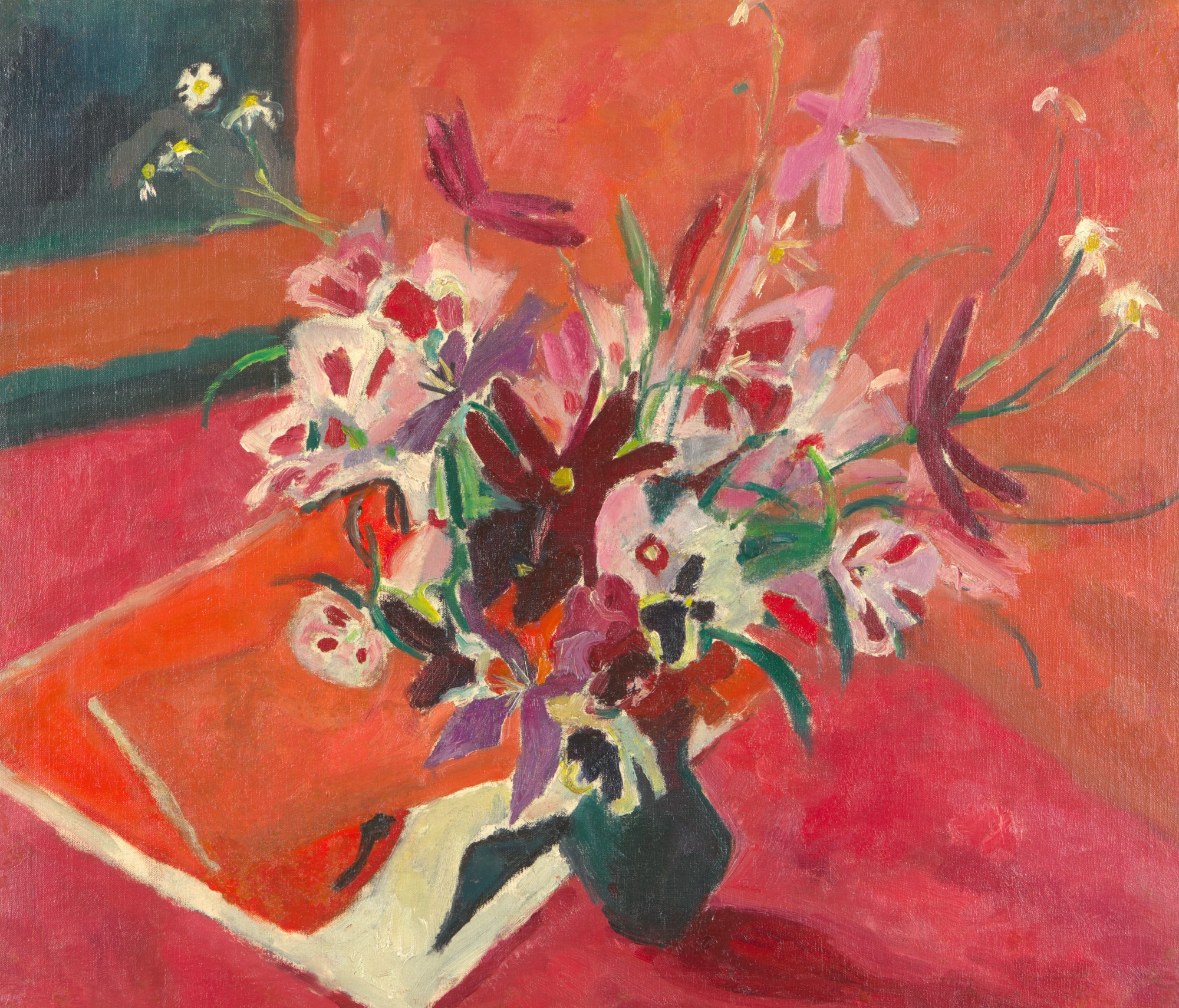 Mildred Bendall, Bouquet sur fond rouge / Red Harmonies, c. 1930