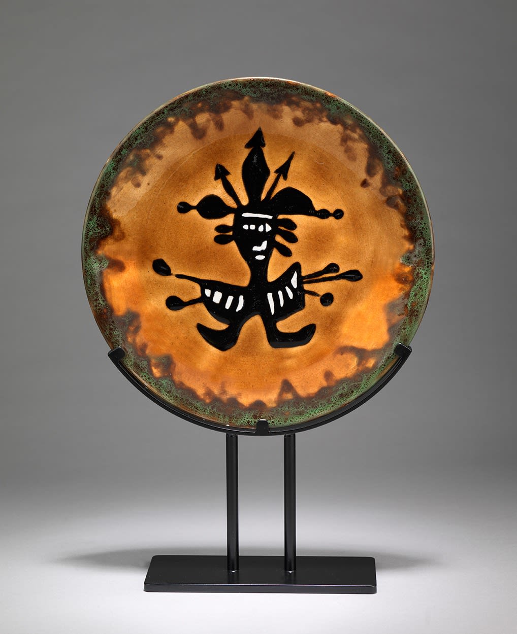 Jean Lurçat, Plate - Orange & Green - Torchbearer, c. 1955
