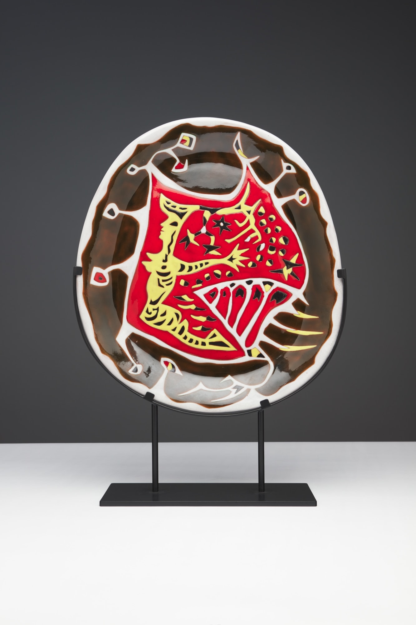 Jean Lurçat, Plate - Oval - Brown & White - Sea Nymph, c. 1955