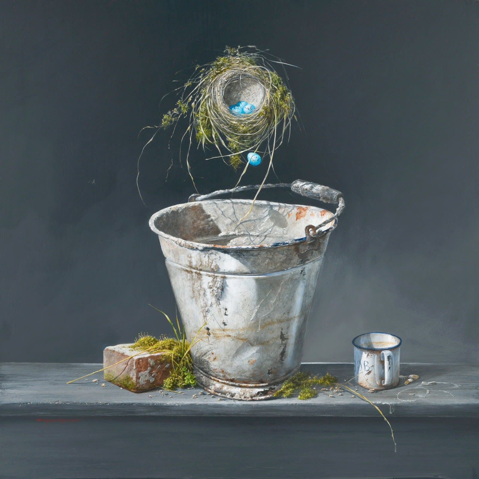Bryan Hanlon, BRICK, BUCKET, TIN MUG & SONG THRUSH NEST