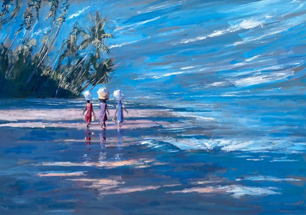 Patrick Gibbs, BEACH SCENE WITH PALM TREES, GUJARAT, 2021