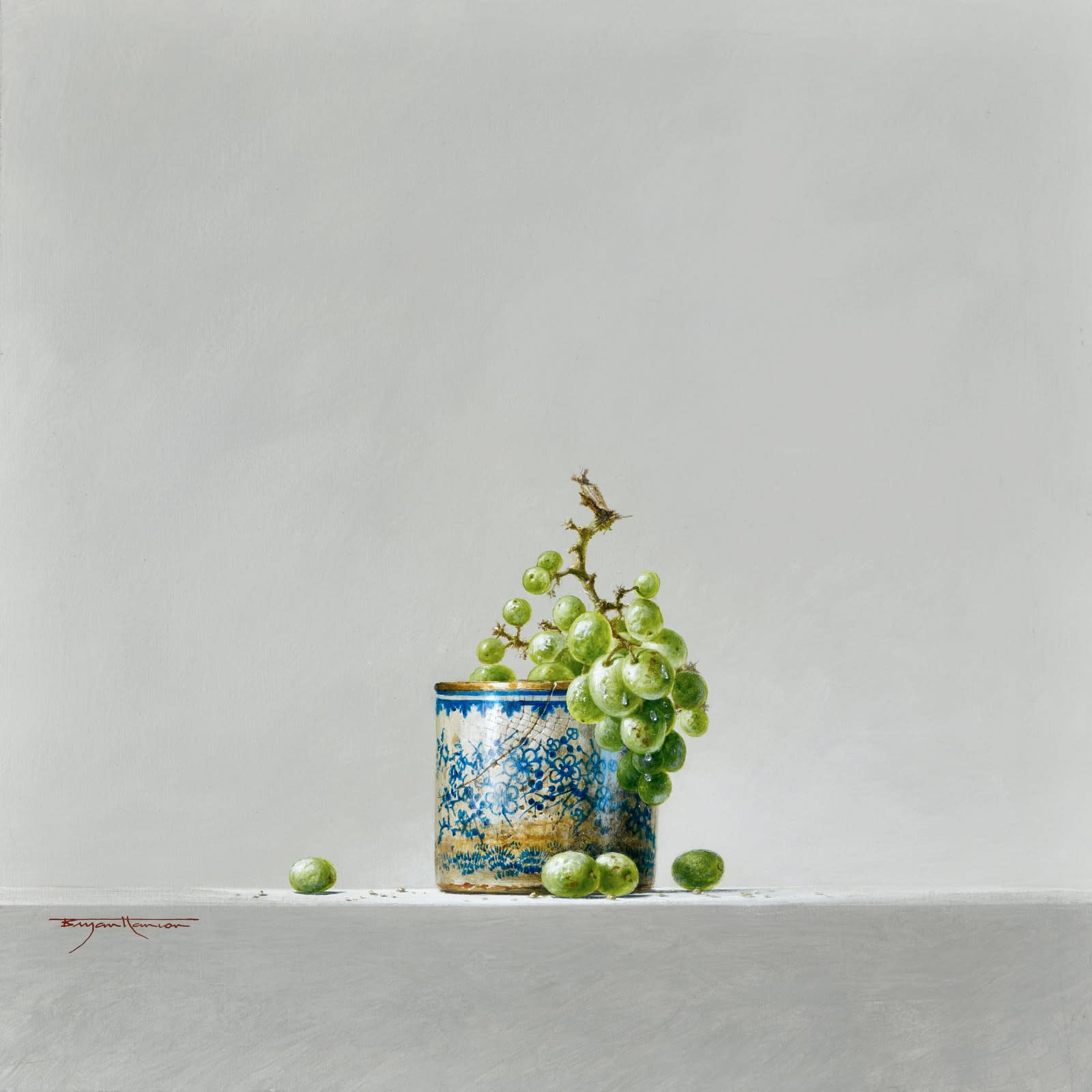 Bryan Hanlon, GLAZED CHINESE POT & GREEN GRAPES