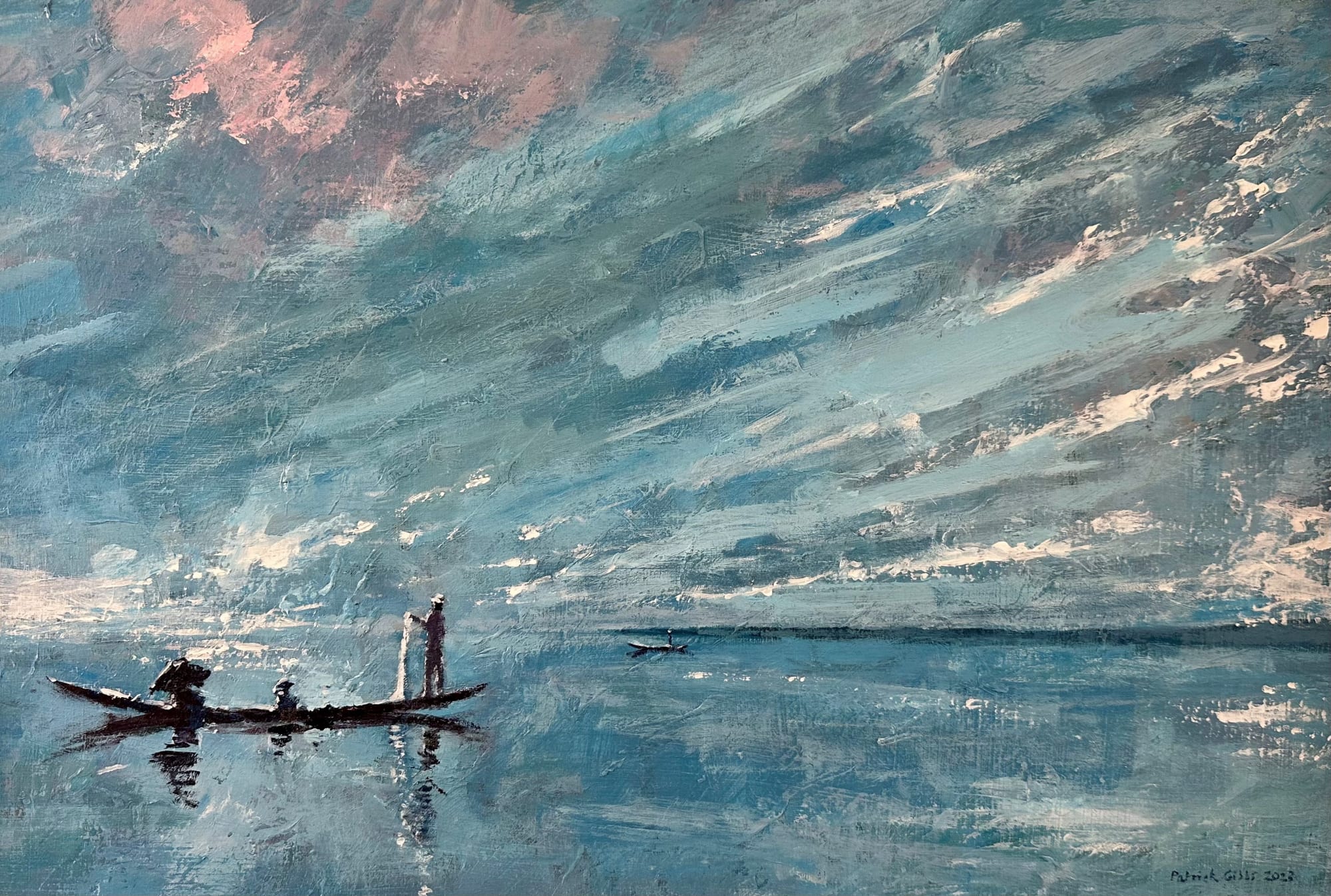 Patrick Gibbs, FISHERMAN WITH HIS FAMILY, INLE LAKE, MYANMAR, 2023