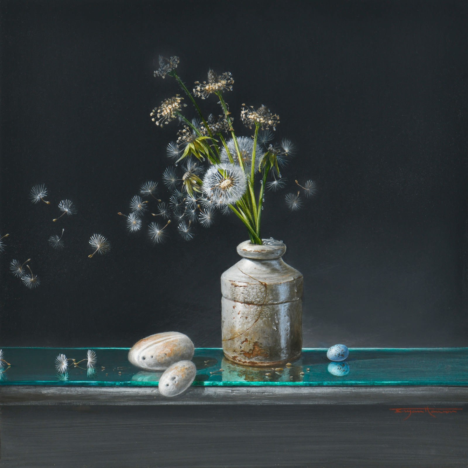 Bryan Hanlon, GOING OVER (DANDELIONS & FINCH EGG)