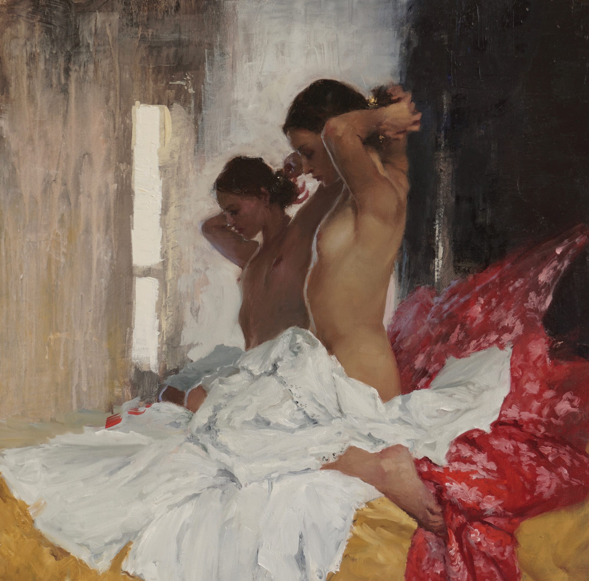 Michael Alford, KNEELING NUDE, HAIRBAND AND REFLECTION