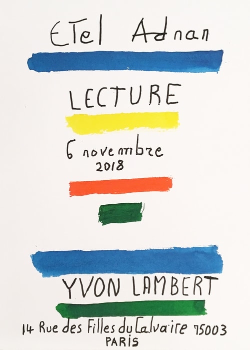 Etel Adnan, Lecture - (Reading At Yvon Lambert), 2018