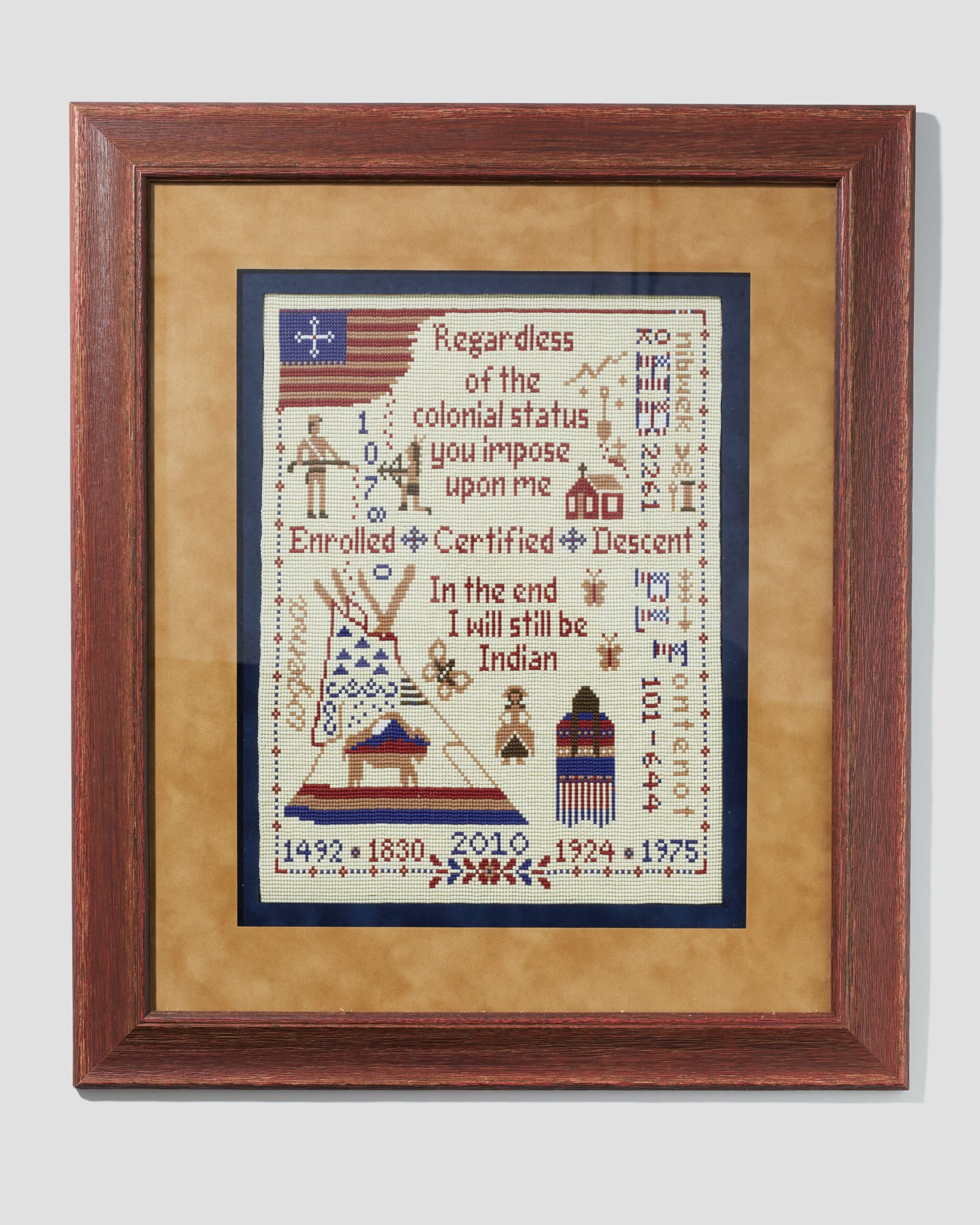 Peggy Fontenot, Colonial Status Sampler, 2018
