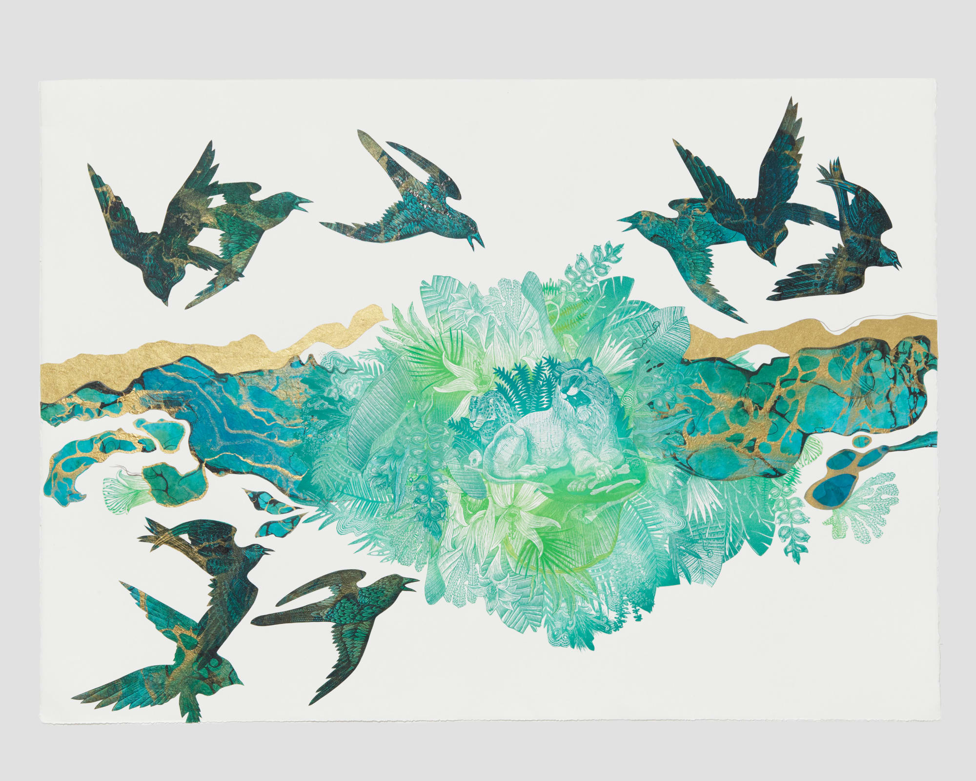 Johanna Mueller, Falling Apart in Turquoise and Gold, 2022