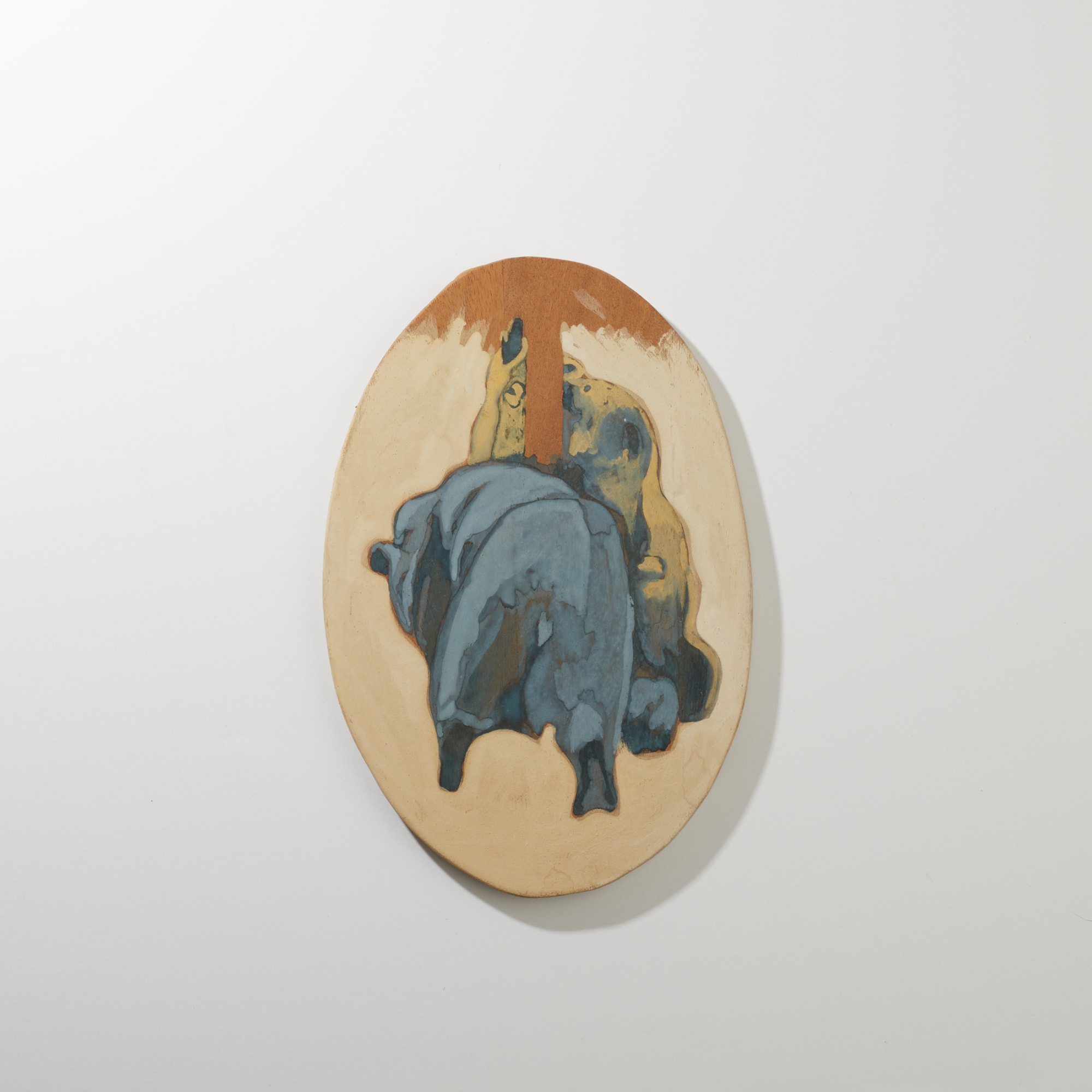 Tilke Elkins, OTHER ANIMALS I ALMOST SEE: Pale cream with blue and dark blue figures, 2018
