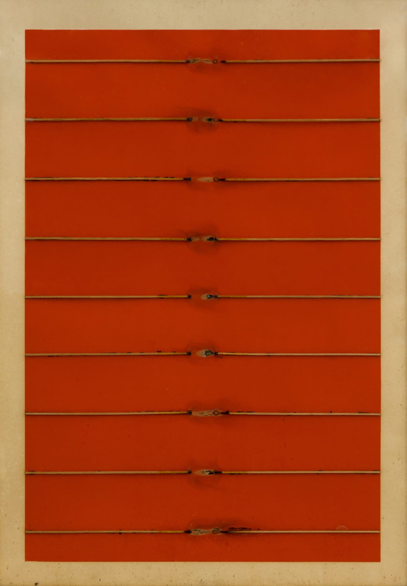 Bernard Aubertin, 1974, Dessin de feu, 100x74cm, acrylic and burnt matches