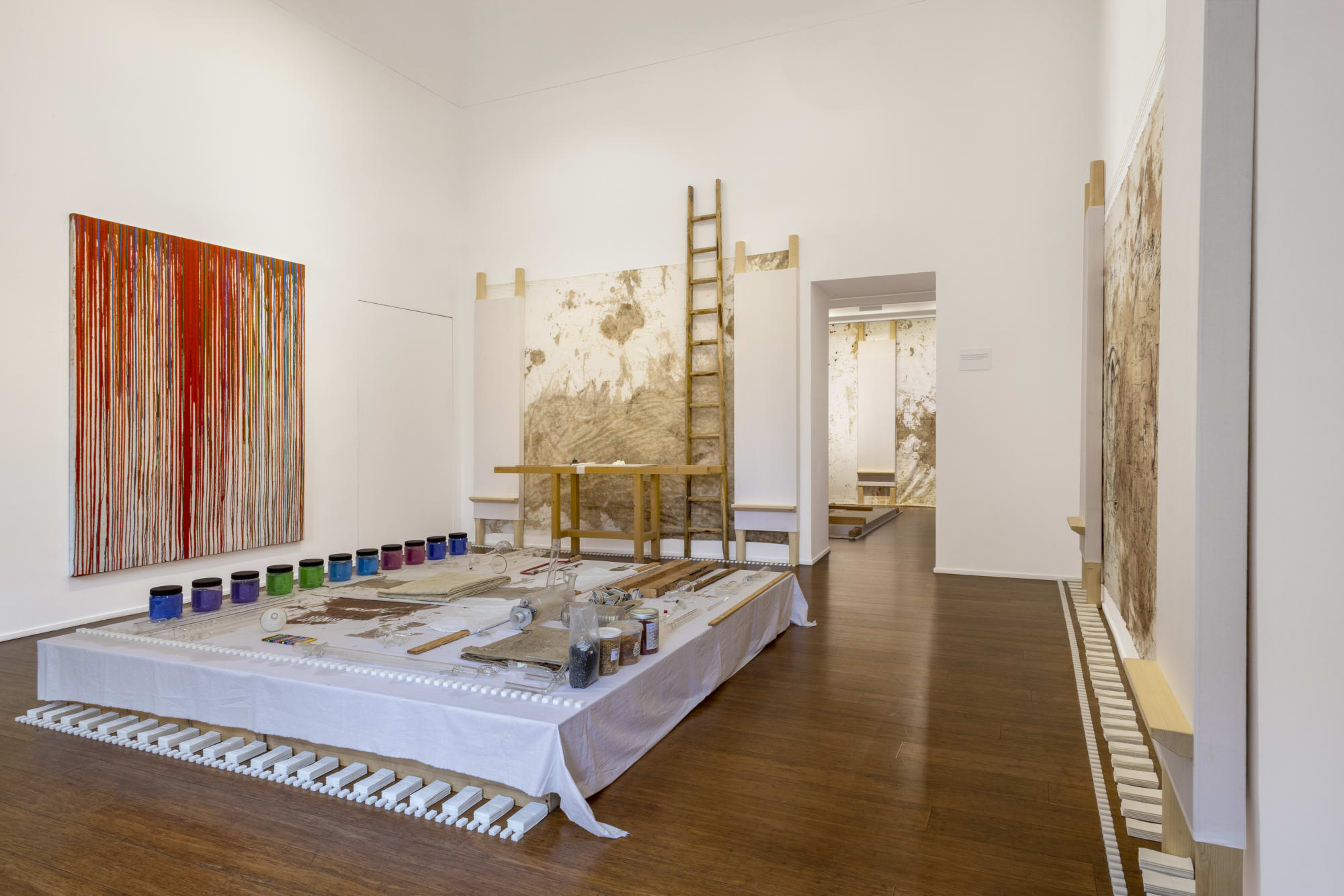 Hermann Nitsch. Cathartic Aversion. Paintings, actions, relics and musical Scores 1962-2020, ABC-ARTE, 2023, installation view. Courtesy ABC-ARTE, Genova-Milano, Fodazione Morra, Napoli