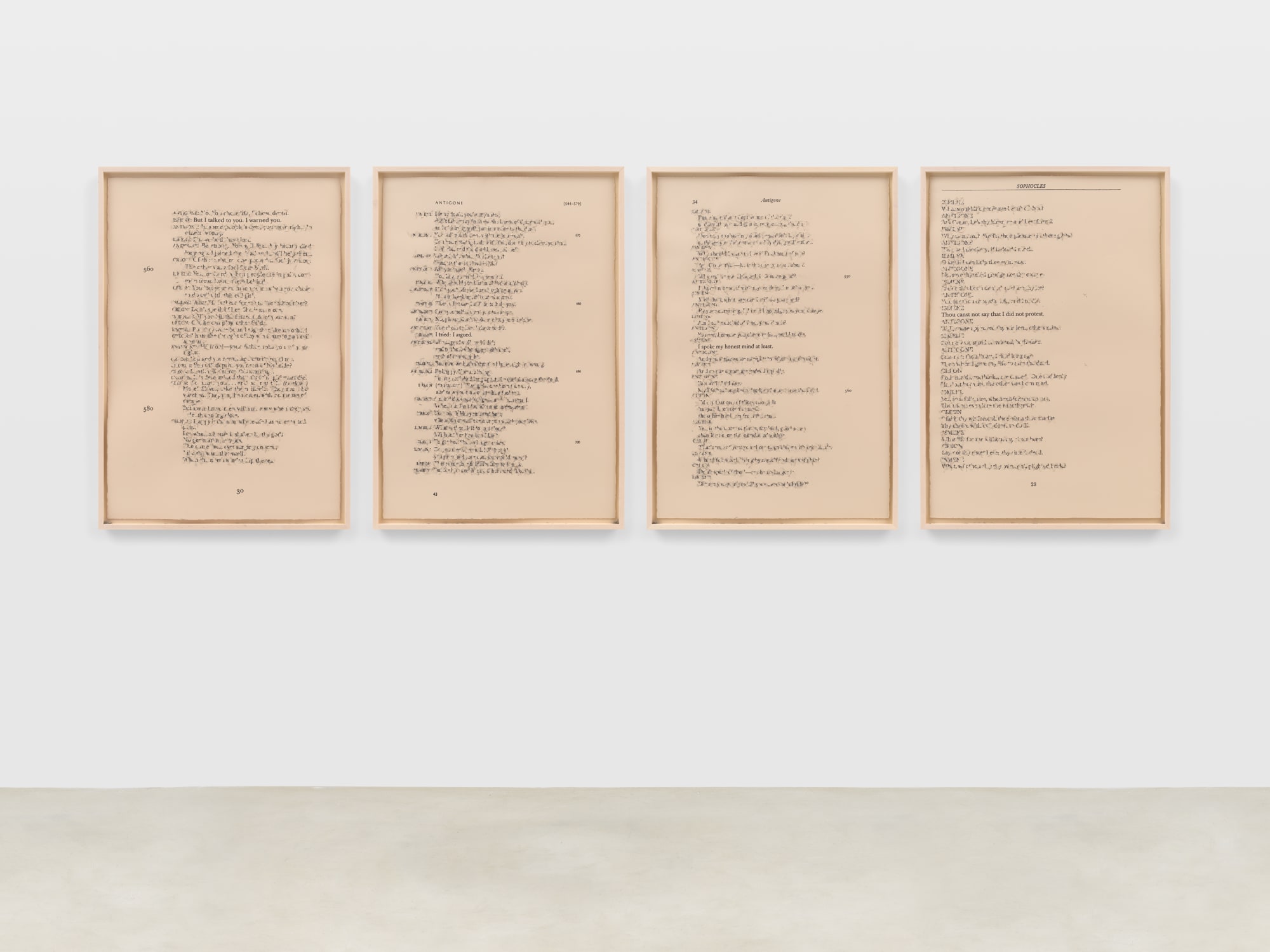 Antigone: 1998 / 1973 / 2021 / 1912, 2023. Graphite on Somerset paper in 4 parts