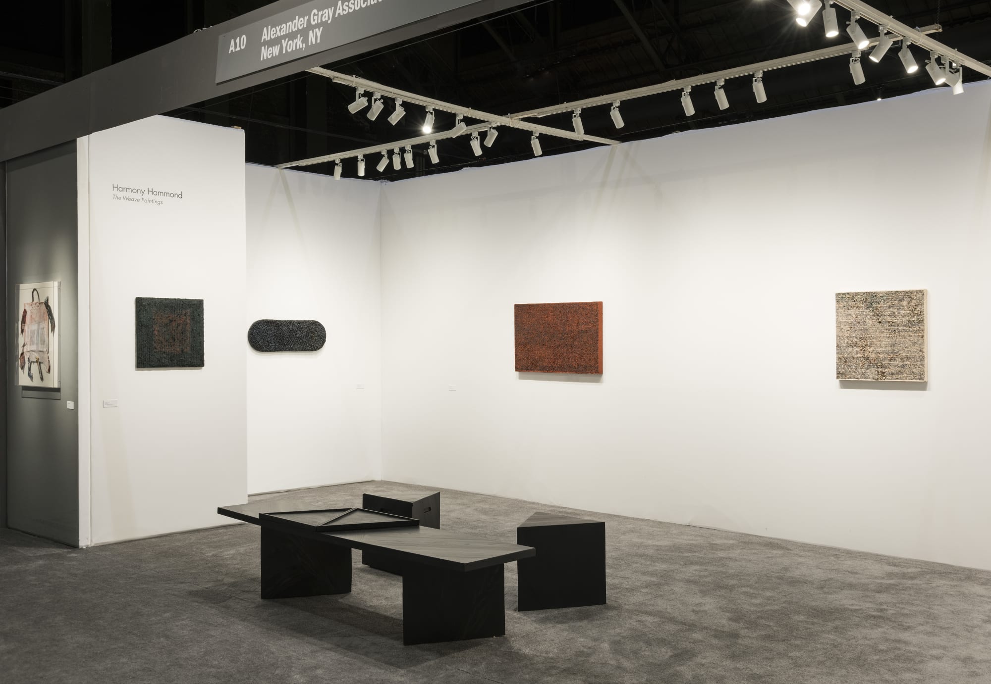 Installation view: Harmony Hammond: Weave Paintings, Alexander Gray Associates, ADAA: The Art Show, 2018