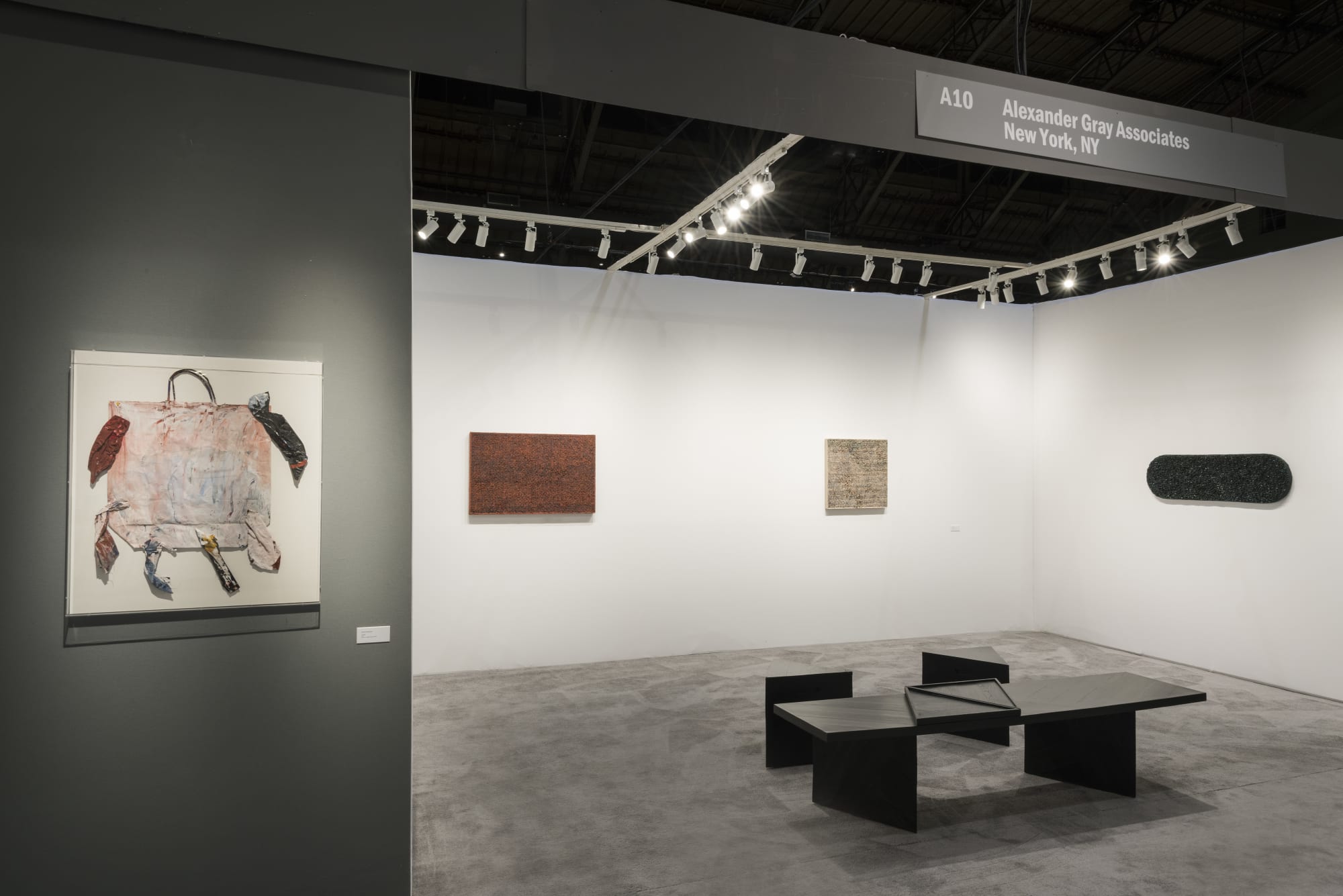 Installation view: Harmony Hammond: Weave Paintings, Alexander Gray Associates, ADAA: The Art Show, 2018
