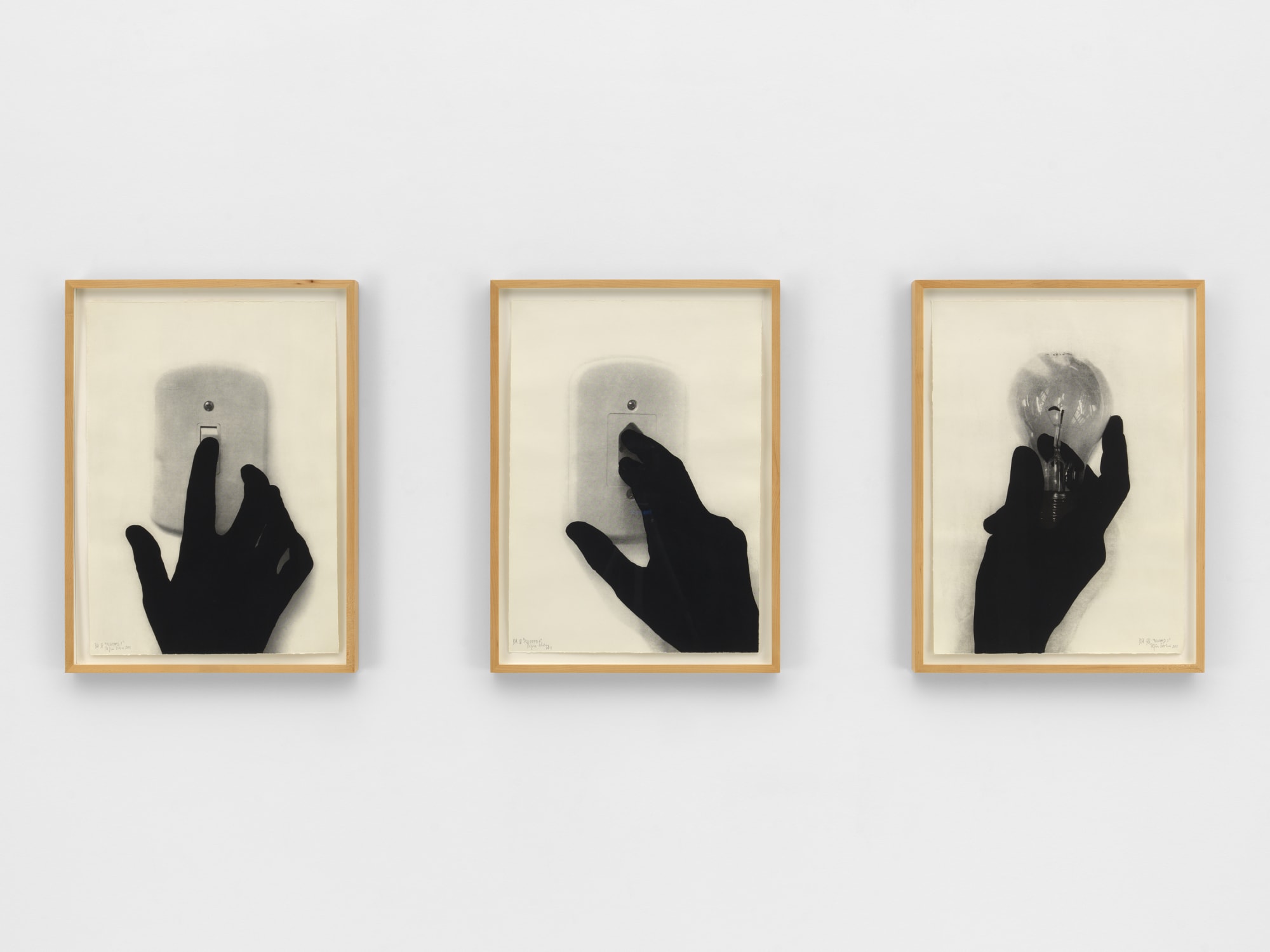 Regina Silveira Plugged 1-3, 2011 Photo etching 26 x 18 1/2 in each (66 x 47 cm each) Collection of Ateliê de Gravura, Fundação Iberê