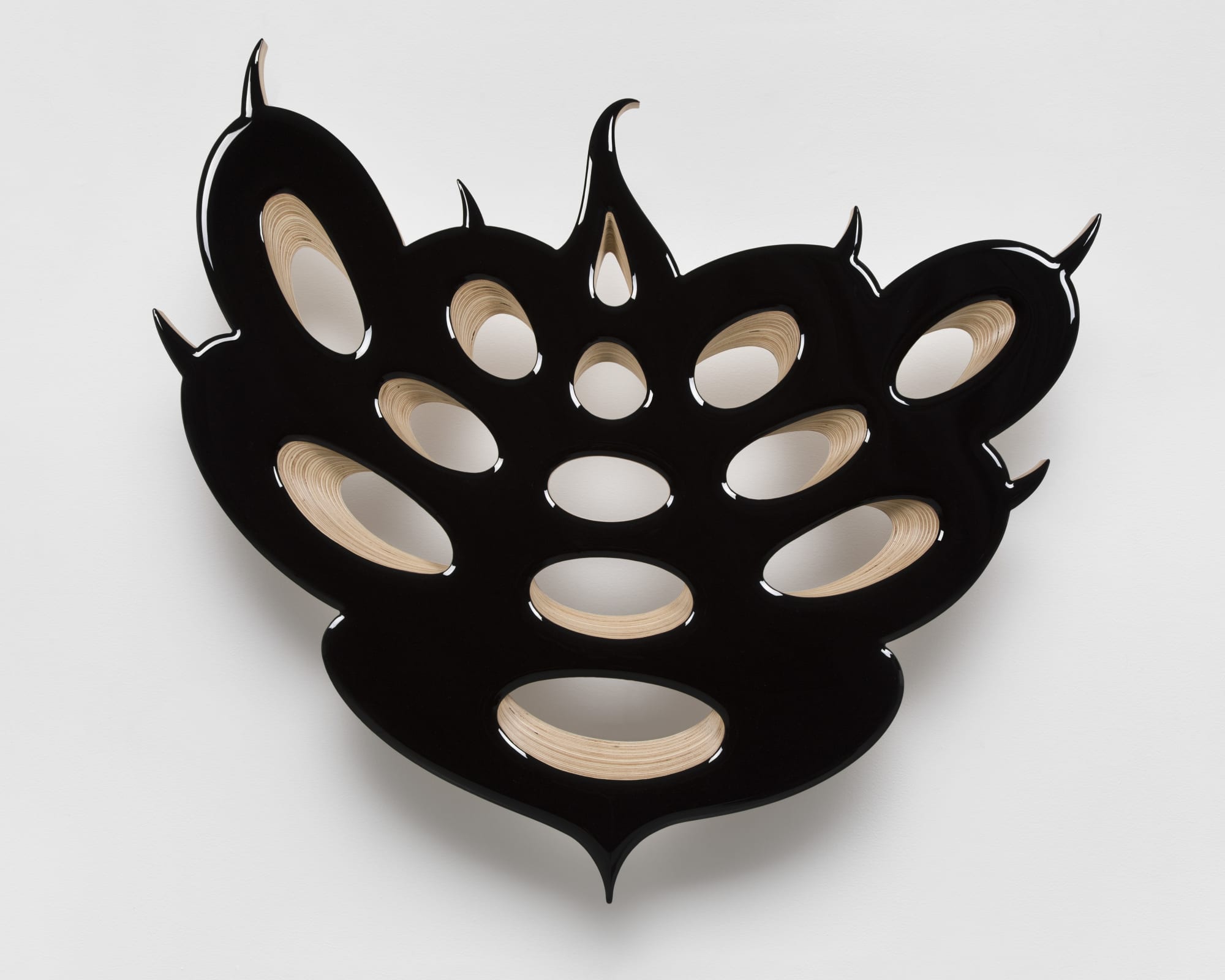 Donald Moffett Lot 072519 (late biology, blossom), 2019 Pigmented epoxy resin on wood panel with steel hardware