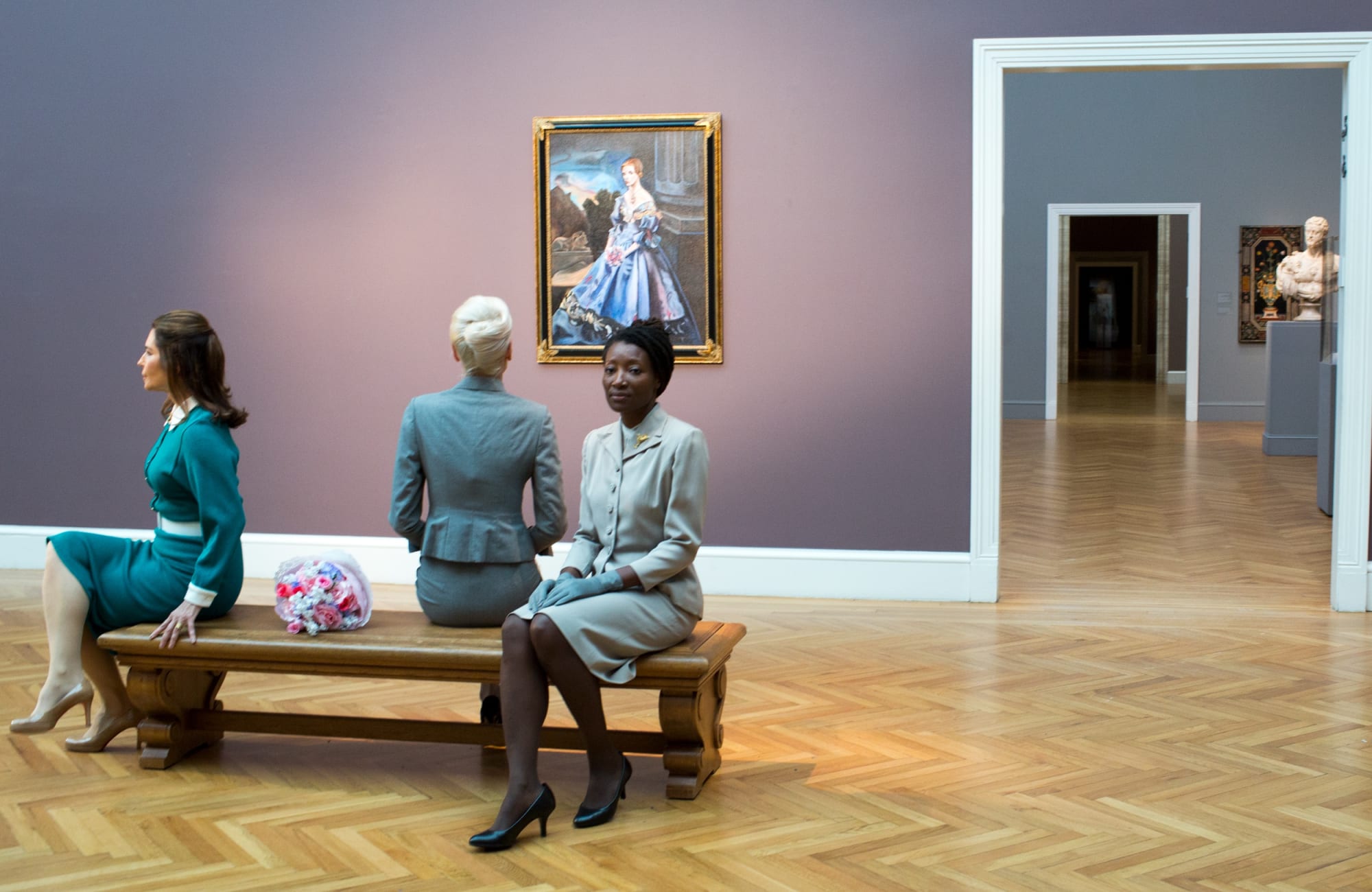 Lynn Hershman Leeson VertiGhost, 2017-2018 Video, costume, RealFiction Ghost Box, sensor driven flowers, painting with embedded camera eyes Dimensions variable HD Video: 12 minutes Installation view Legion of Honor, San Francisco