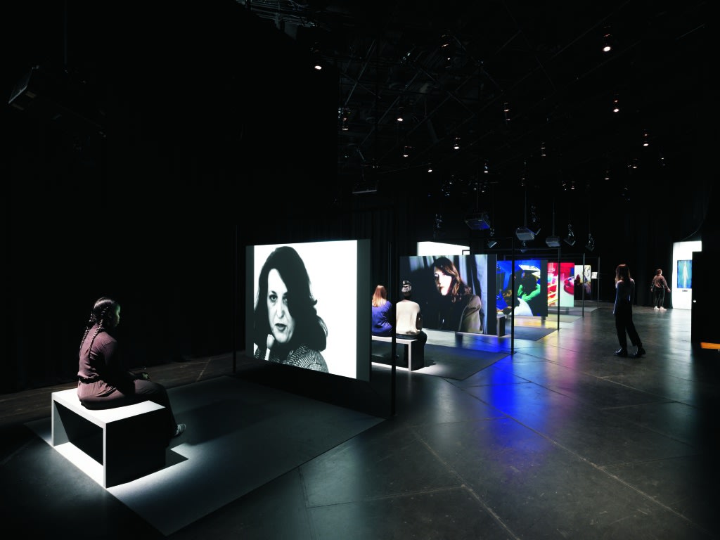 Lynn Hershman Leeson The Electronic Diaries: Confessions of a Chameleon, (1986), Binge, (1987), First Person Plural, (1988), Shadow's Song, (1990), Ring Cycle, (1992), Re-Covered Diary, (1994), Cyberchild, (1998), 1984-2019 Video, color, sound 73 minutes Installation view Manual Override, 2021 The Shed, New York Photography by Dan Bradica Courtesy The Shed and Dan Bradica