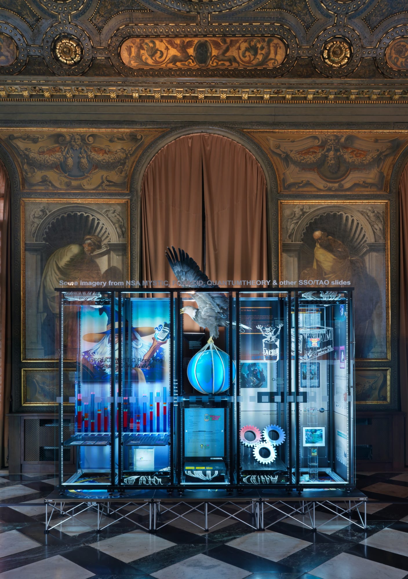 Simon Denny Secret Power, 2015 Installation View Biennale Arte 2015 New Zealand Pavillion, Biblioteca Nazionale Marciana,Venice Photography by Jens Ziehe