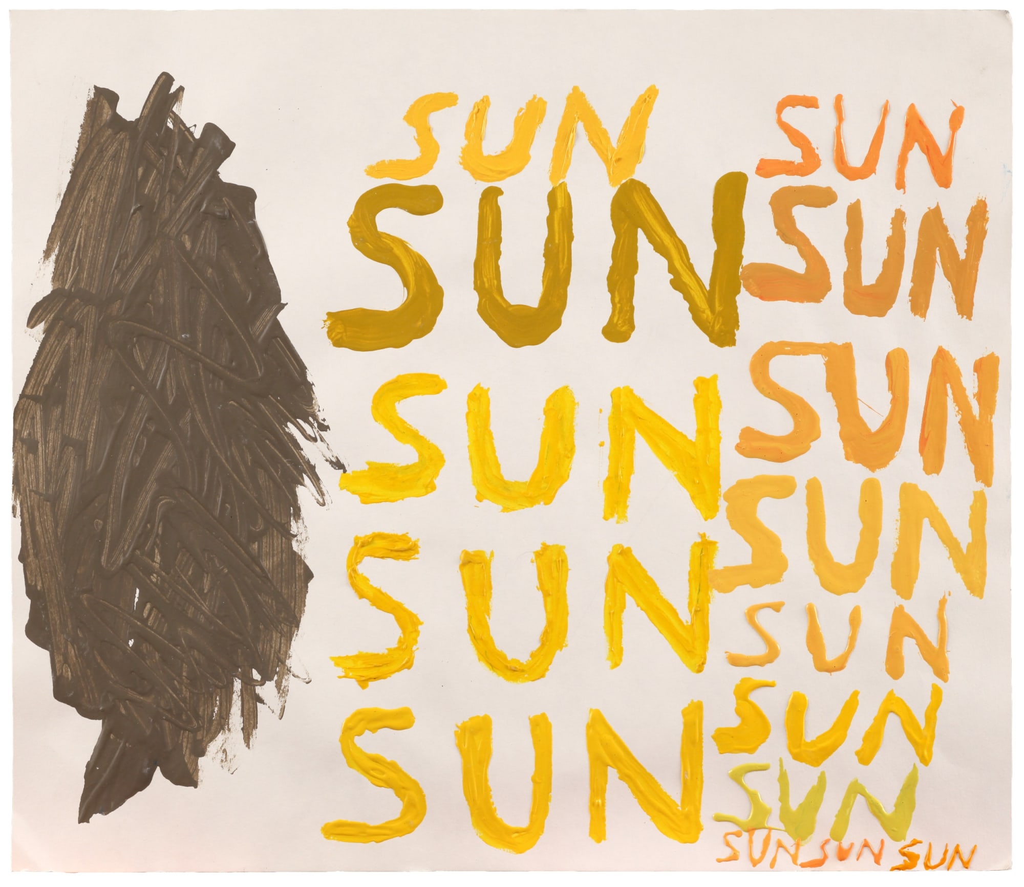 Chris Johanson Sun Sun Sun, 2011 Acrylic and latex on paper 14 x 16 1/4 in 35.56 x 41.275 cm
