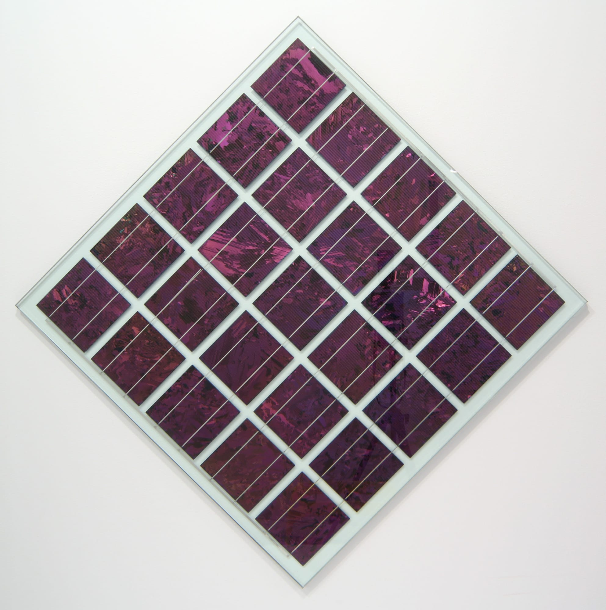 Keller/Kosmas (Aids-3d) Ideal Work (creative solution) Large Diamond, 2010 Insulated safety glass, Disco Pink LOF polycrystalline solar cells 31.5 x 31.5 in 80.01 x 80.01 cm