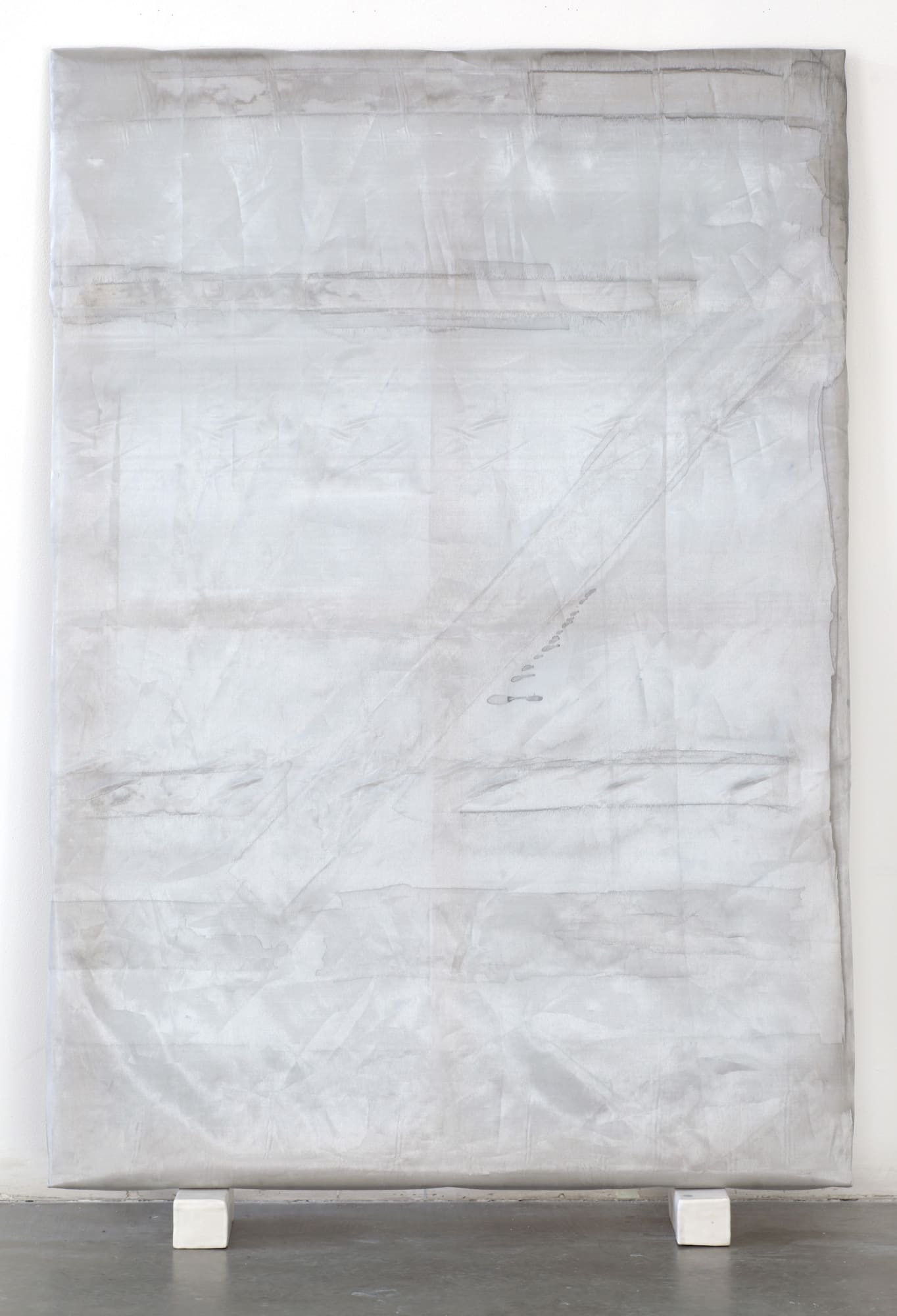Liam Everett Untitled, 2011 Organza, acrylic, alcohol, salt on wood stretcher bars 50 x 35 in 127 x 88.9 cm