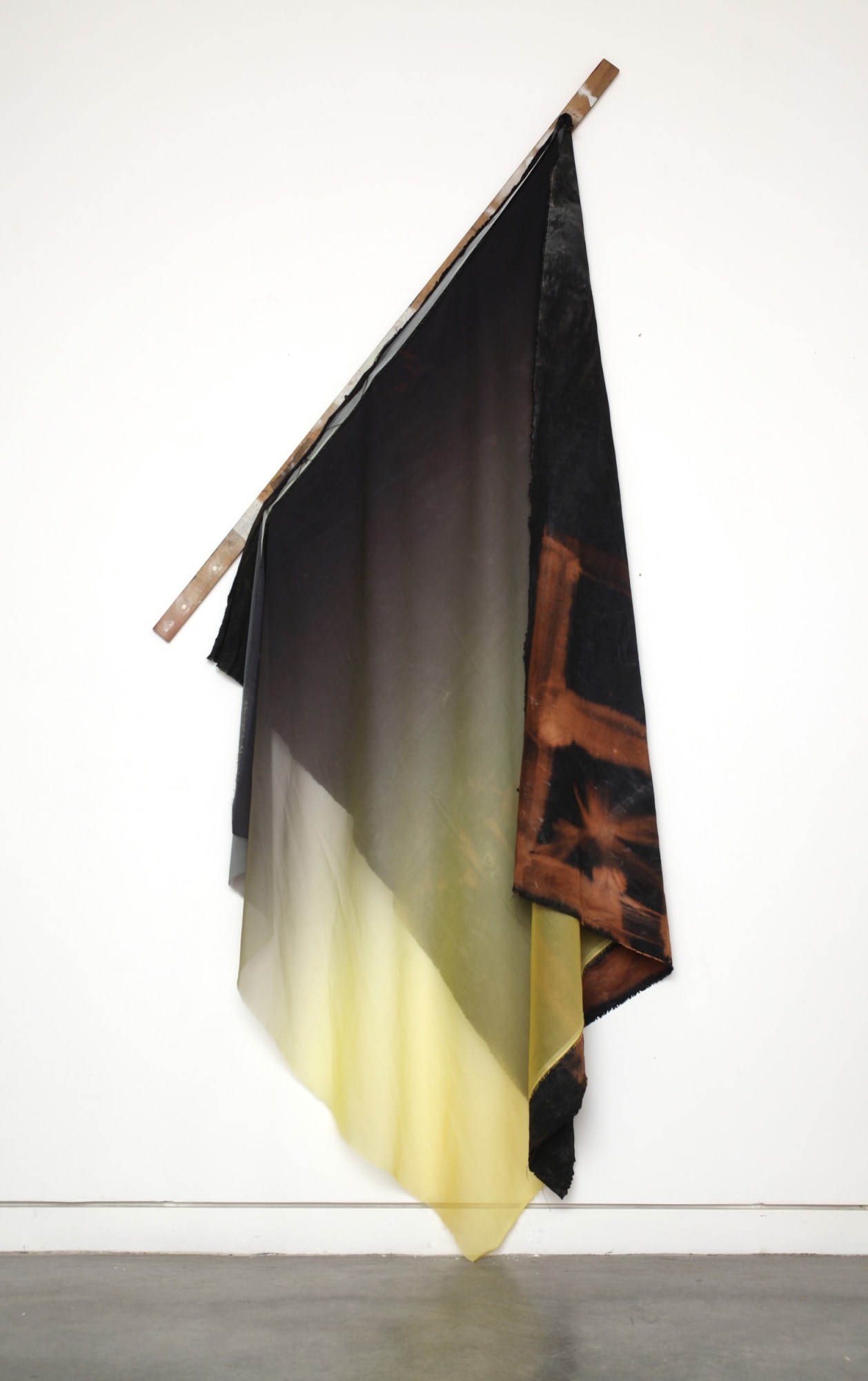 Liam Everett Untitled, 2011 Acrylic, ink, salt and alcohol on linen and silk with wood 63 x 38 in 160.02 x 96.52 cm