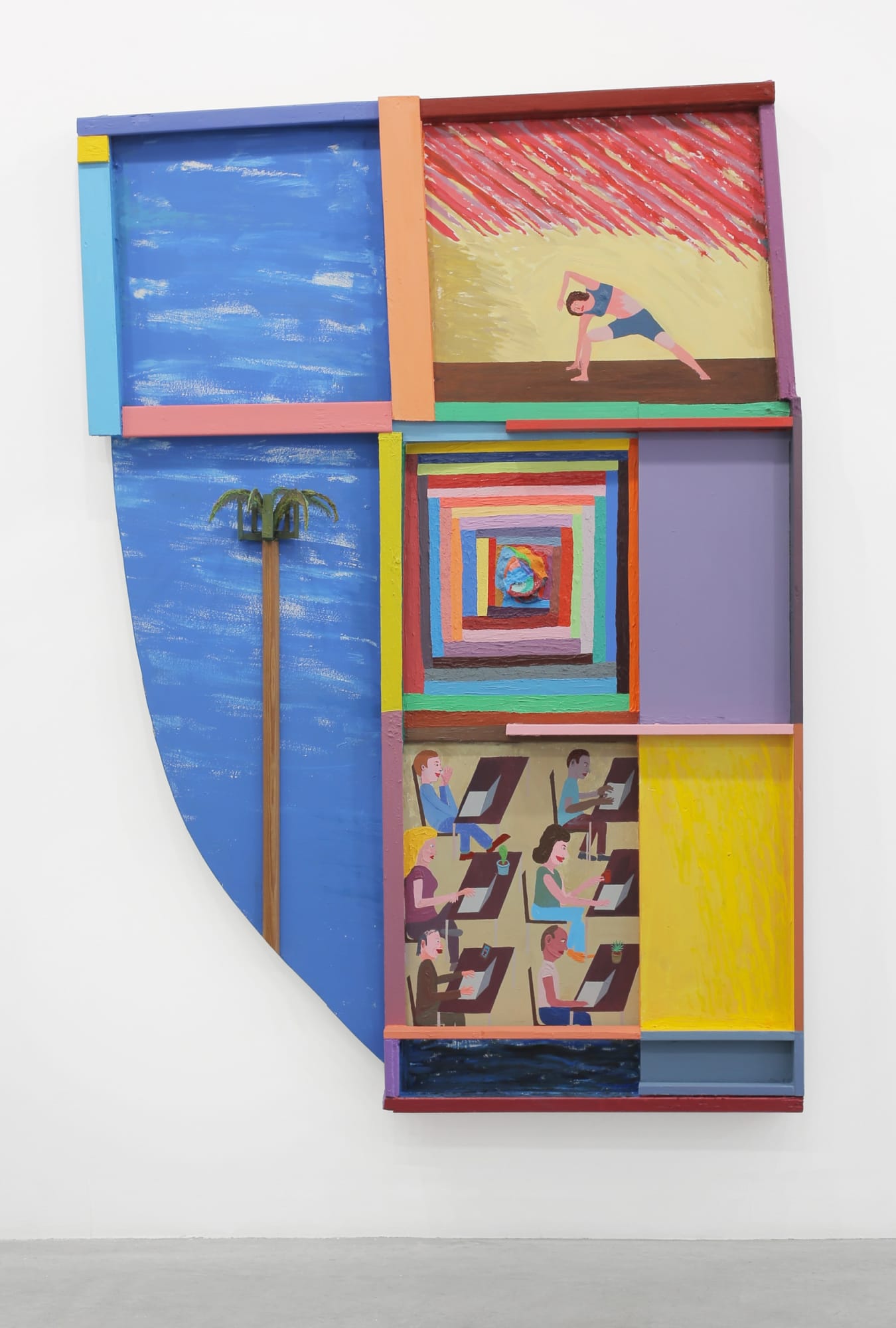 Chris Johanson Los Angeles Painting Number 1 of 2015, 2015 Acrylic on found wood 80 x 57 in 203.2 x 144.8 cm