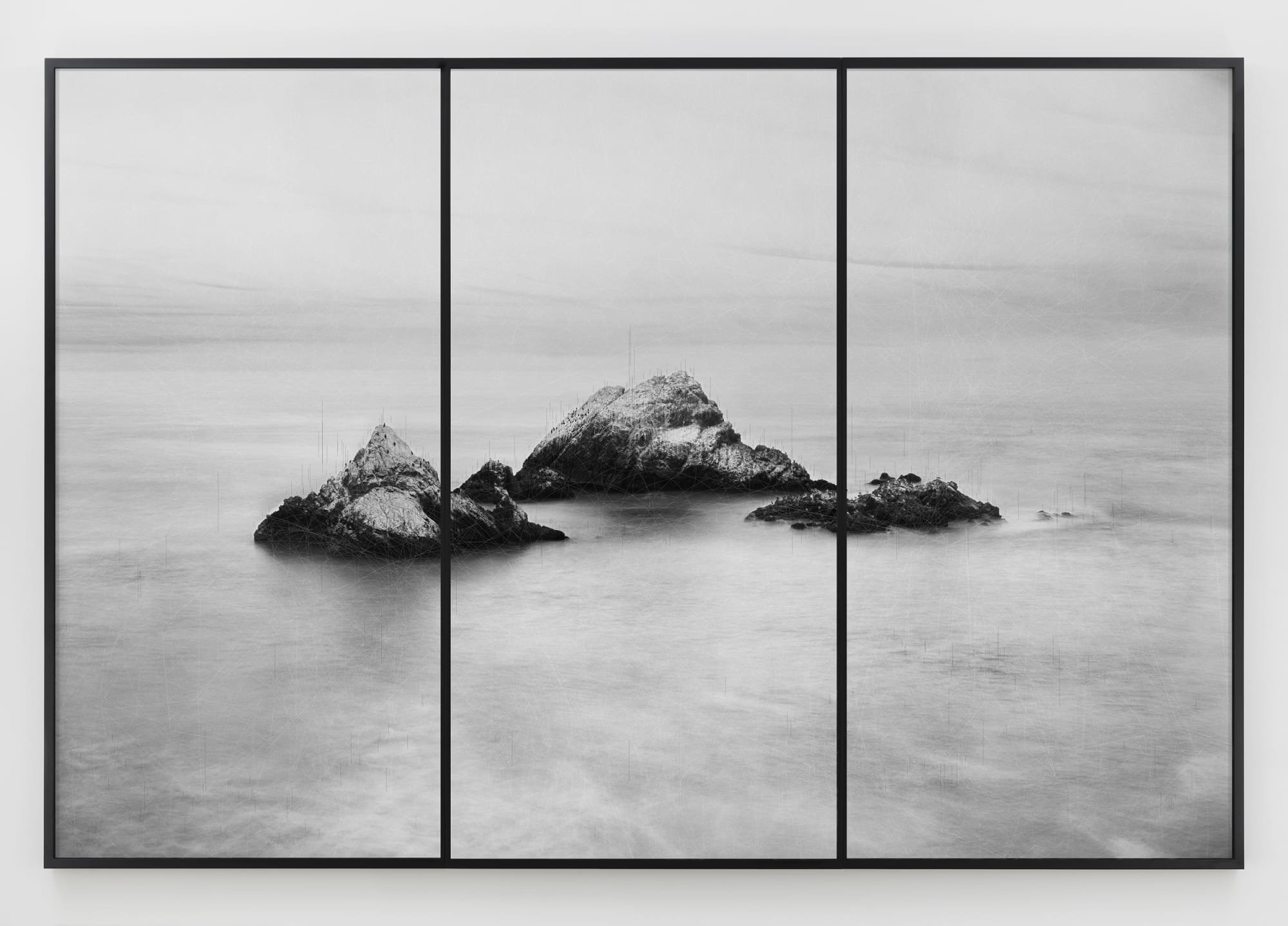 Trevor Paglen Seal Rocks Circle Hough Transform; Region Adjacency Graph; Speeded-Up Robust Features; Watershed; Good Features to Track, 2020 Silver gelatin LE print Triptych, each element: 80 × 39.9 in. (203.20 × 101.35 cm) 81 ½ × 121 in. (207.01 × 307.34 cm) (framed)