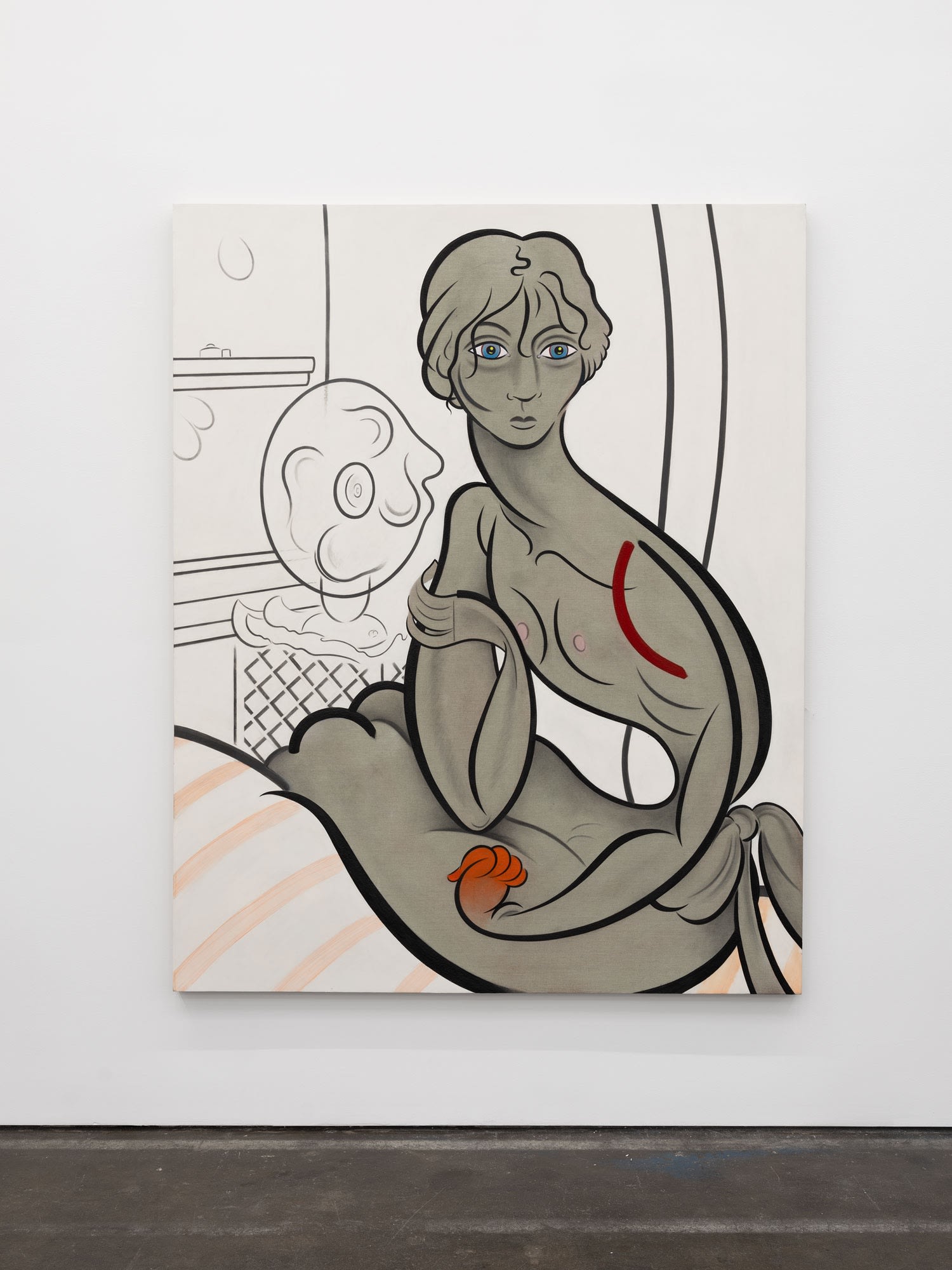 Koak Moat, 2020 Signed and dated on verso Acrylic, graphite, pastel, pigment and oil on linen mounted to panel 77 1/2 x 62 in 196.8 x 157.5 cm