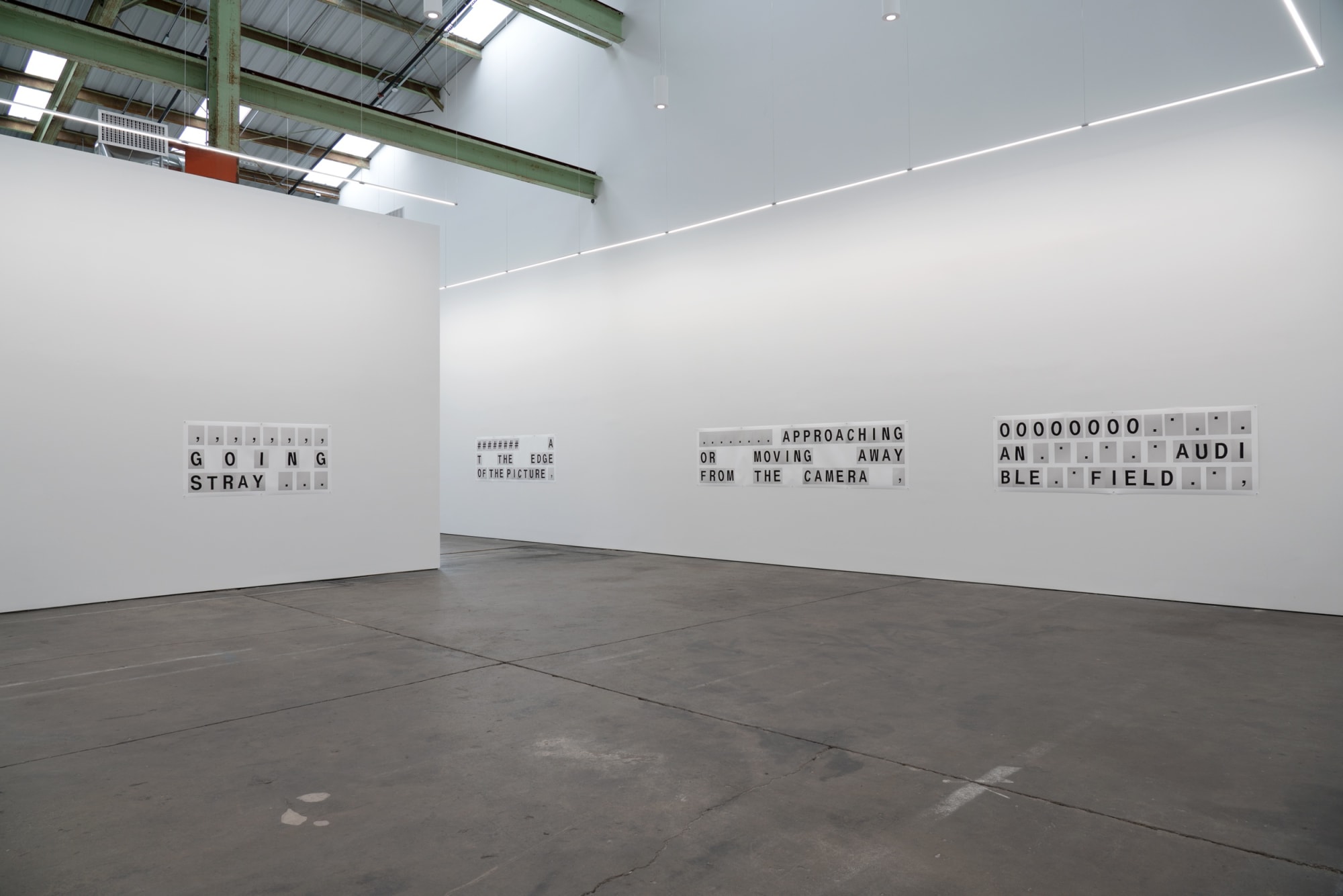 Shannon Ebner WET WORDS IN A HOT FIELD, 2019 Installation view