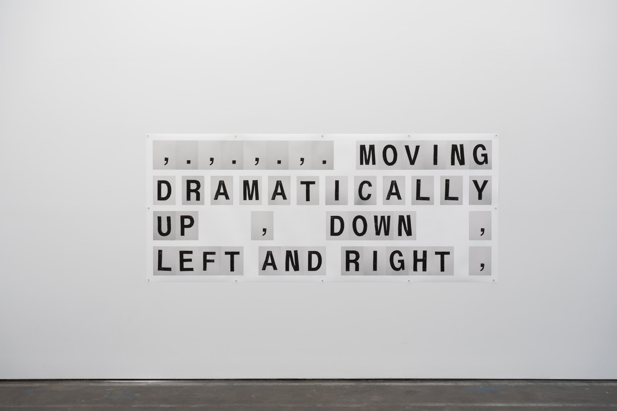 Shannon Ebner SUBJECT FIELD: PANEL 4, 2019 Archival Pigment Print on Tyvek 44 x 106 in 111.7 x 269.2 cm