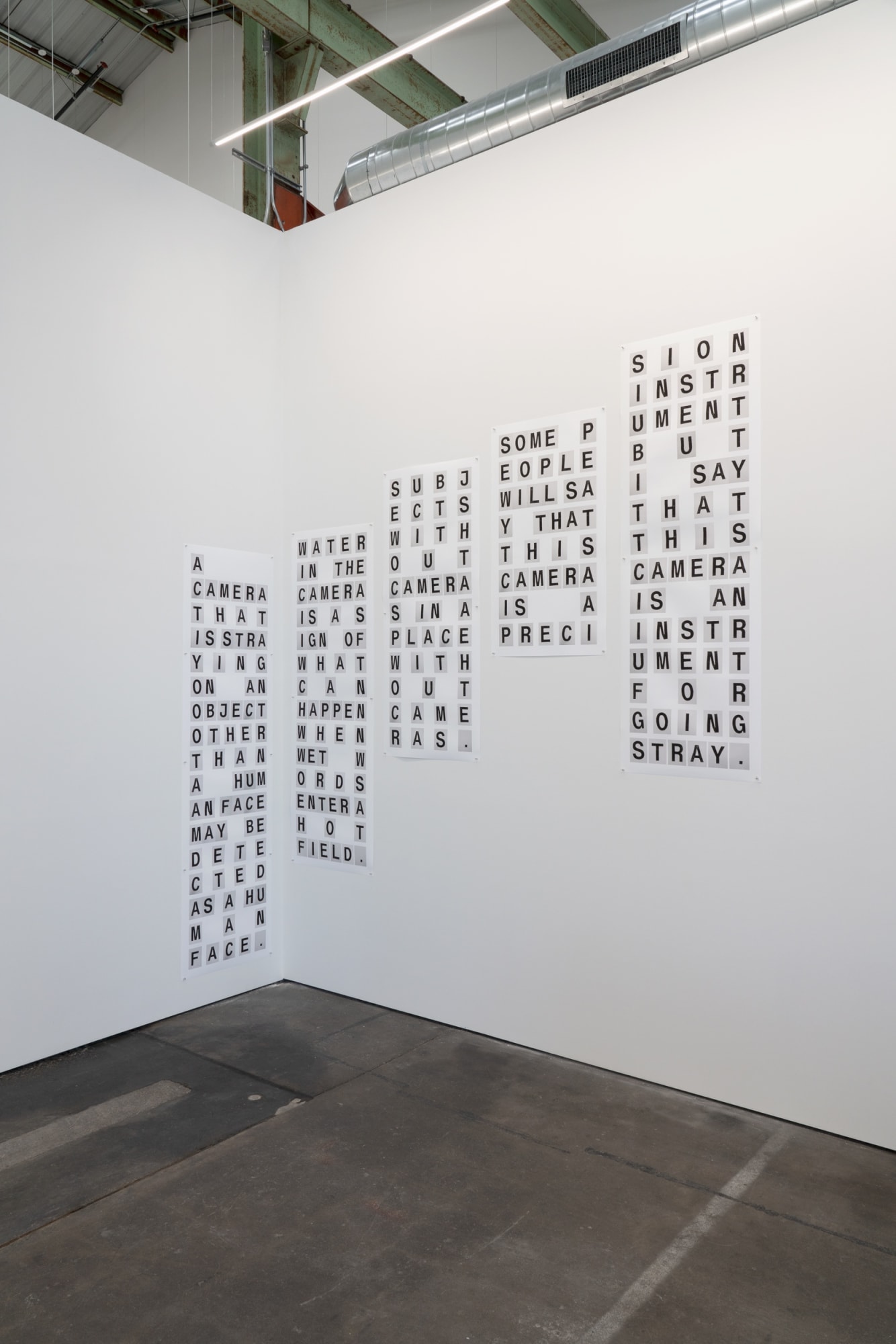 Shannon Ebner WET WORDS IN A HOT FIELD, 2019 Installation view