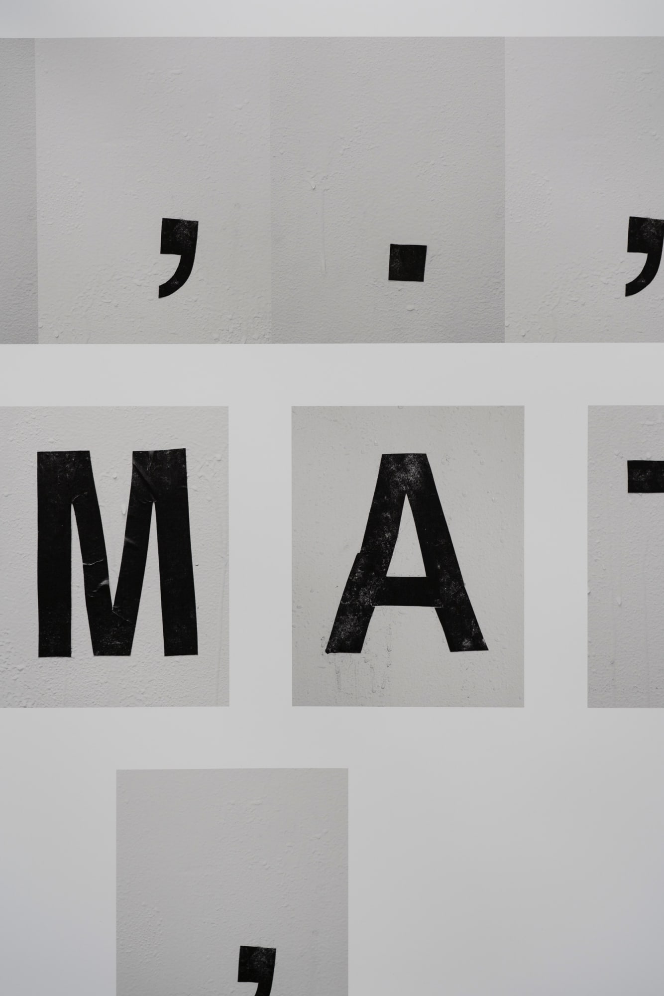 Shannon Ebner SUBJECT FIELD: PANEL 4 (detail), 2019 Archival Pigment Print on Tyvek 44 x 106 in 111.7 x 269.2 cm