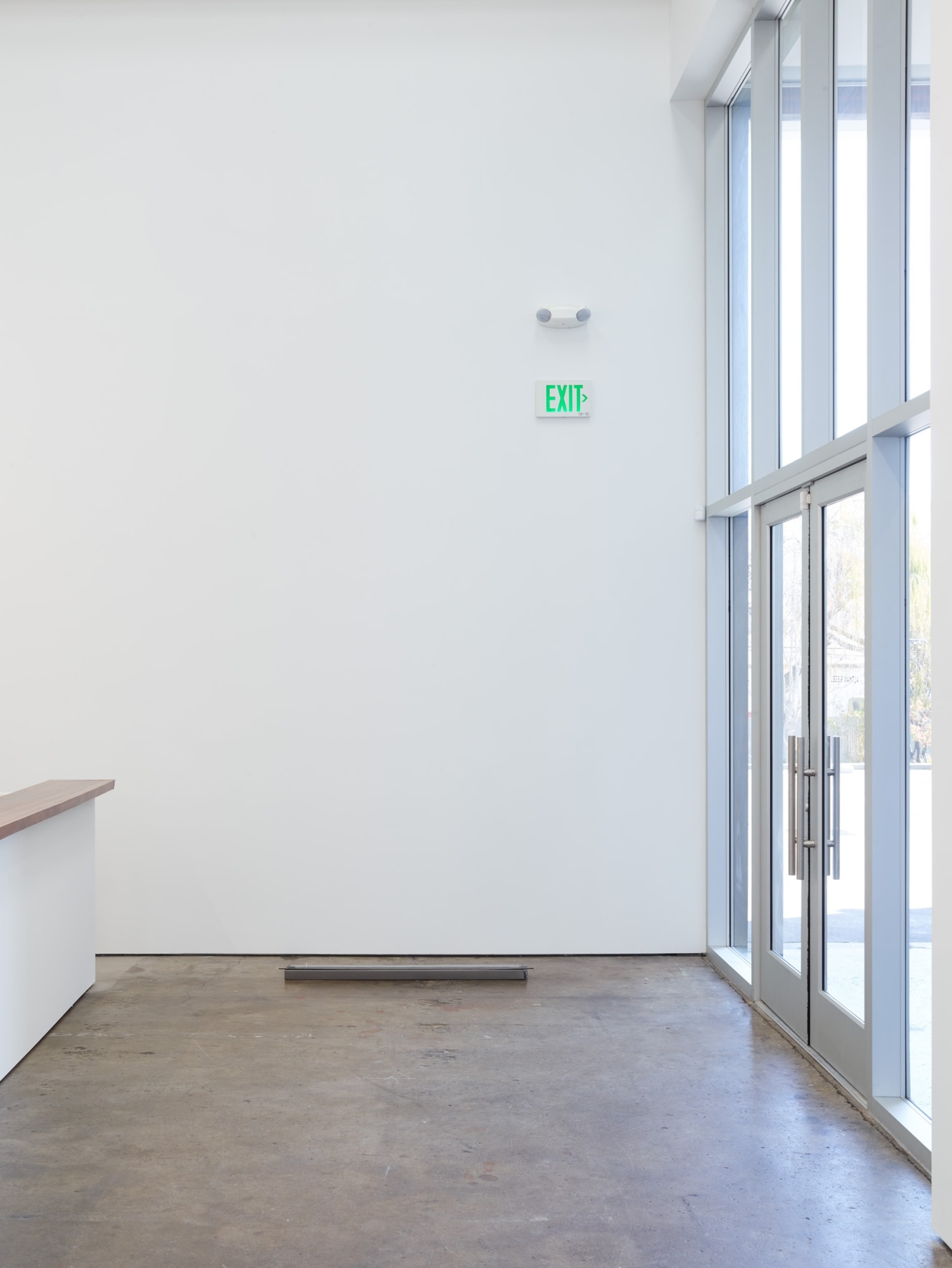 K.R.M. Mooney Second Affordance II, 2017 Steel, inset glass, cast lavender, aluminum, grounding wire, water, iron oxide and silver wire 3 x 12 x 50 in 7.6 x 30.5 x 127 cm