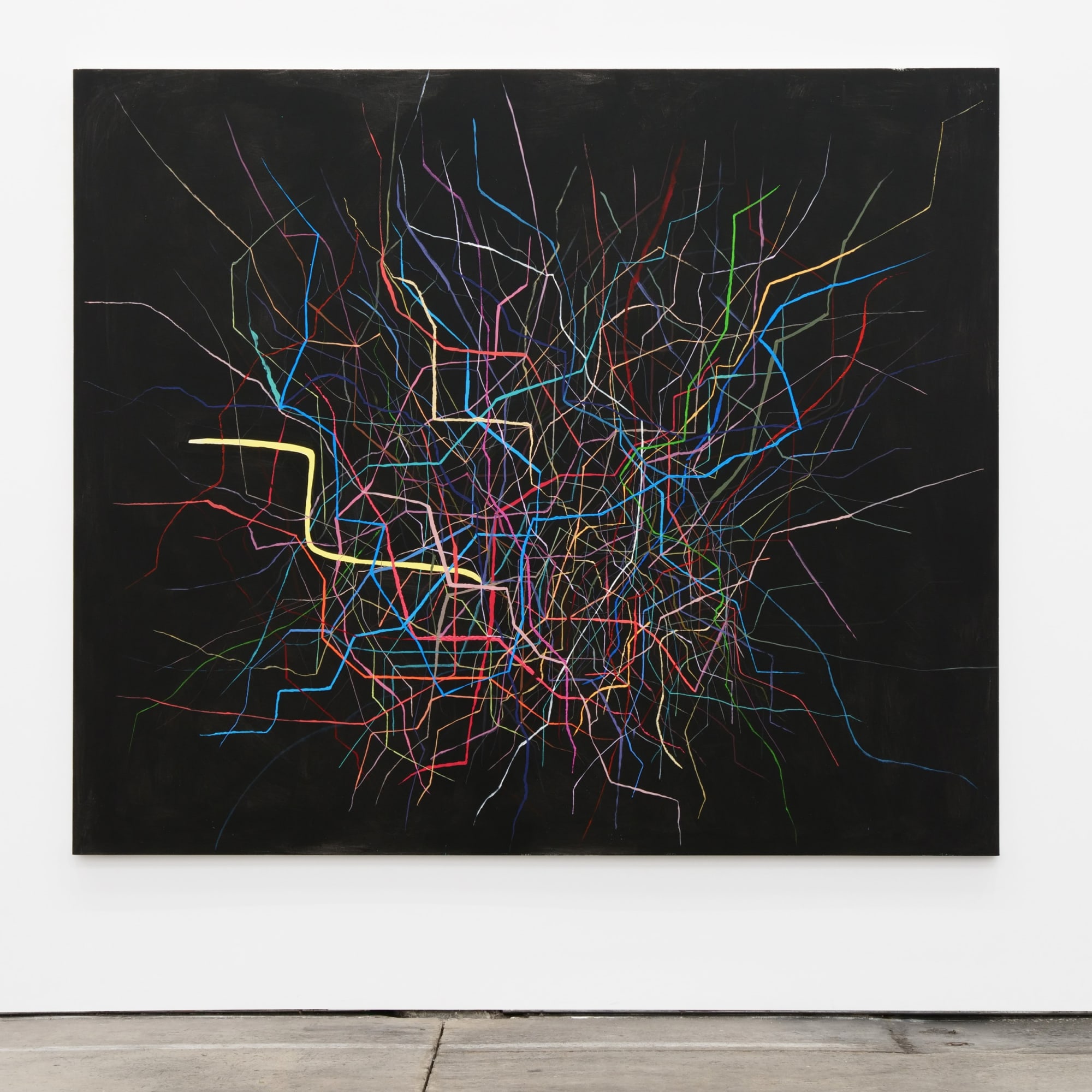 Chris Johanson Passing #2, 2018 Acrylic and house paint on canvas 79 x 93 in 200.7 x 236.2 cm