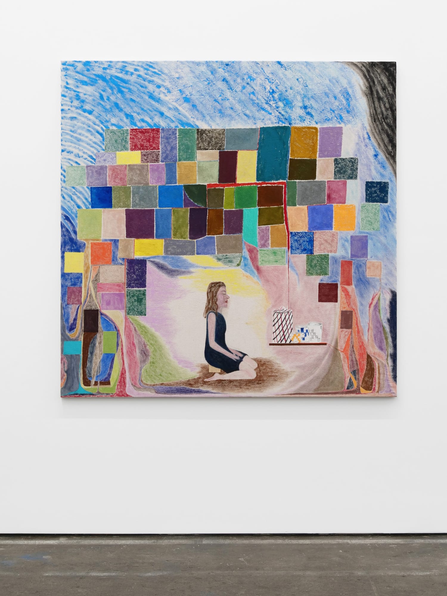 Chris Johanson Homeostasis Painting 2 (Johanna Meditation), 2018 Acrylic and house paint on canvas 61 x 61 in 154.9 x 154.9 cm