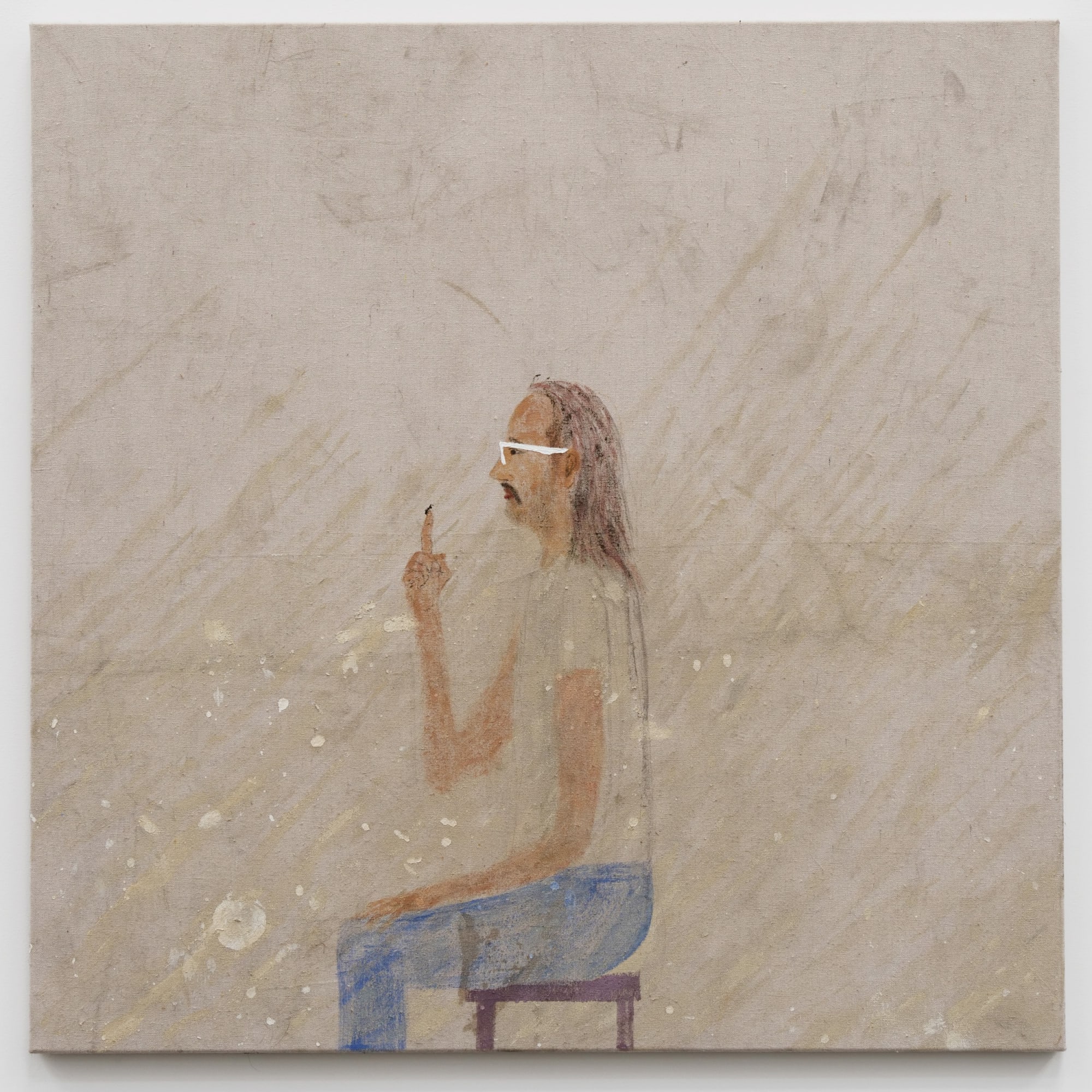 Chris Johanson Human With Painting No. 2 I am an ant, 2018 Acrylic and house paint on canvas 38 x 38 in 96.5 x 96.5 cm