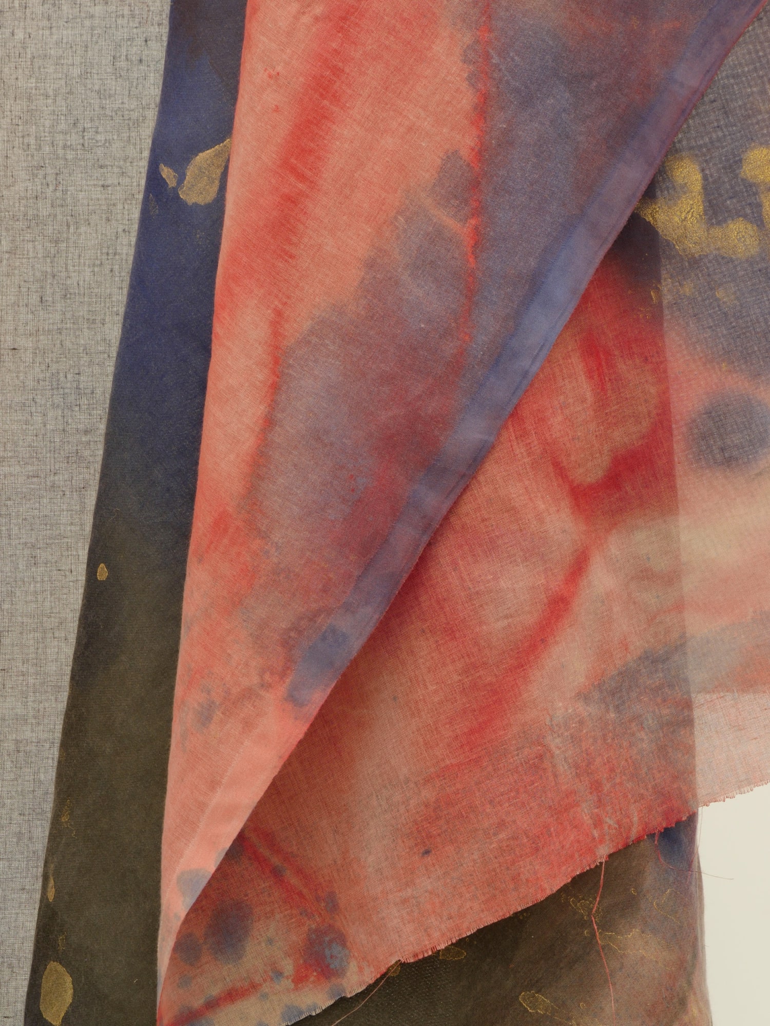 Liam Everett Untitled (A goat, a whale, a peapod: as long as it's a passageway.) (detail), 2017 Steel, silk, burlap, ink, alcohol, salt and enamel 103 x 28 x 36 in 261.6 x 71.1 x 91.4 cm