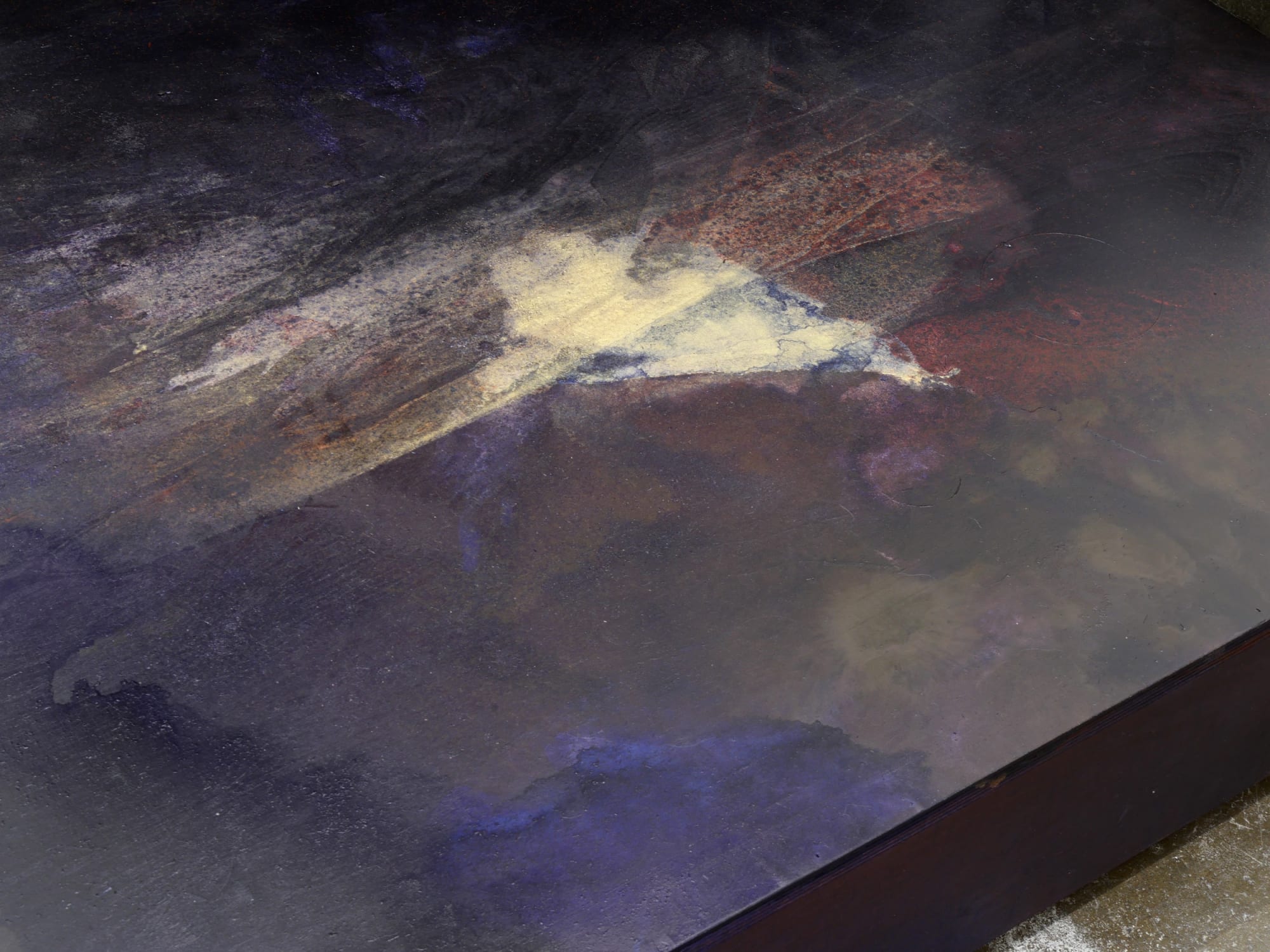 Liam Everett Untitled (let the sounds become known) (detail), 2017 Birch plywood, bronze, ink, salt, alcohol and enamel 26 x 42 x 90 in 66 x 106.7 x 228.6 cm