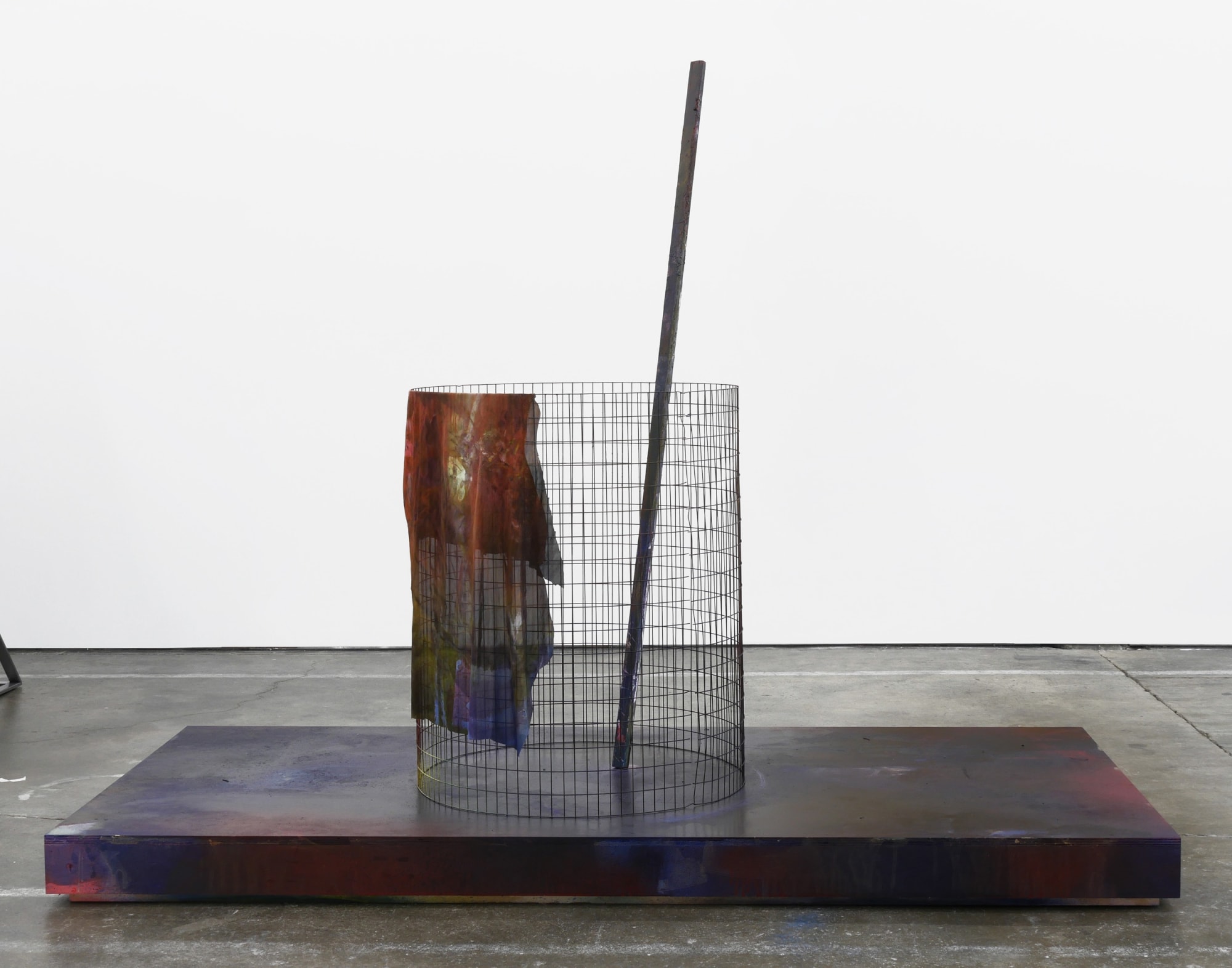 Liam Everett Untitled (and another world came to take its place), 2017 Birch plywood, steel fencing, wood, ink, salt, alcohol and enamel 74 x 45 x 93 in 188 x 114.3 x 236.2 cm
