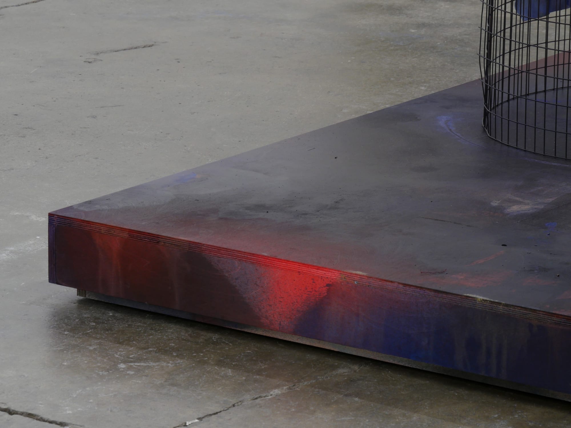 Liam Everett Untitled (and another world came to take its place) (detail), 2017 Birch plywood, steel fencing, wood, ink, salt, alcohol and enamel 74 x 45 x 93 in 188 x 114.3 x 236.2 cm