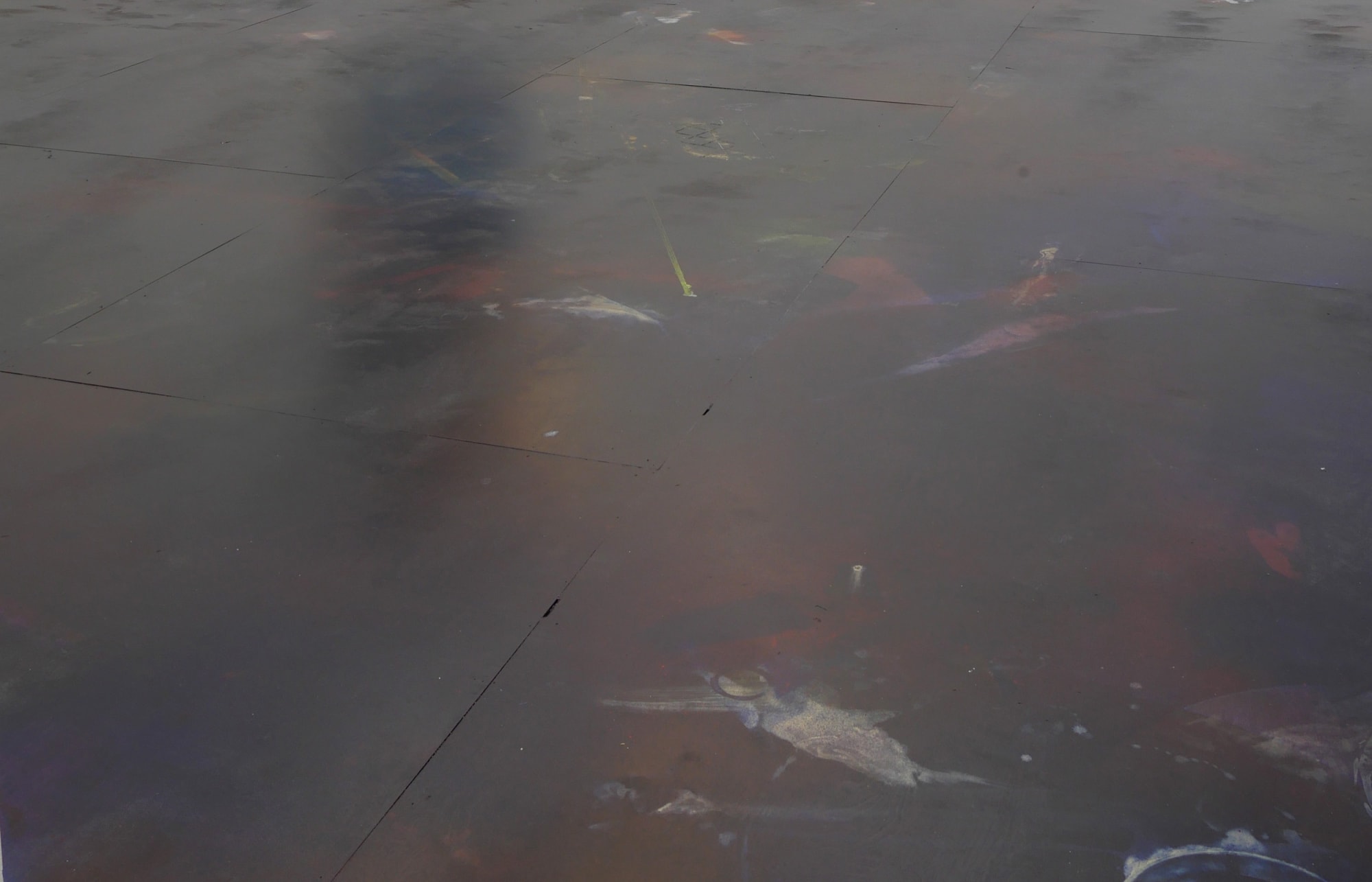 Liam Everett Untitled (vertical floor) (detail), 2017 Birch plywood, ink Dimensions variable