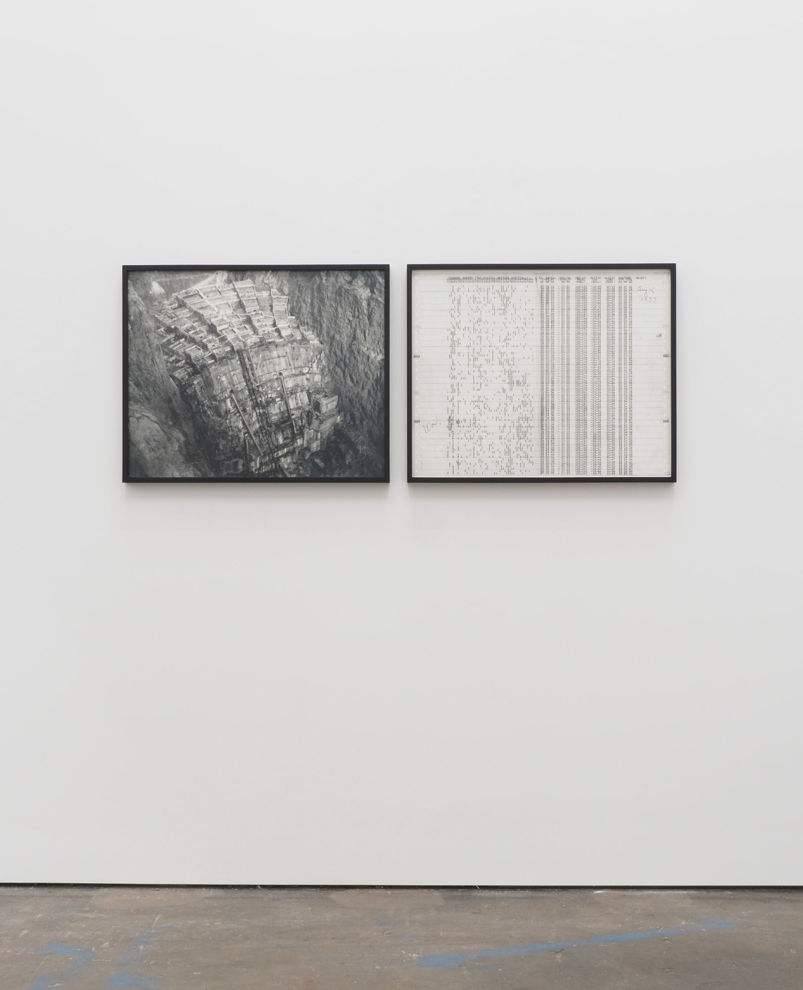 Trevor Paglen The Last Pictures (Construction of Hoover Dam; The Wow! Signal), 2012 Two gelatin silver prints 24 x 32 in 60.96 x 81.28 cm
