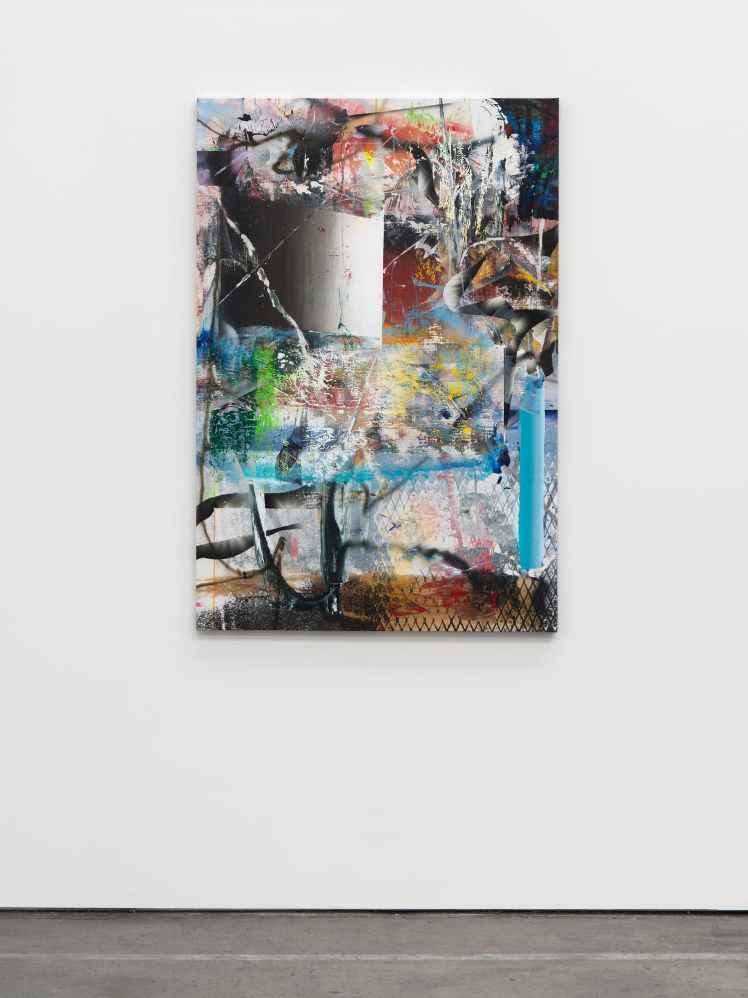 Liam Everett Untitled (Hatshepsut at Deir el-Bahari), 2019 Ink, oil, salt, sand, and alcohol on linen 54 1/2 x 37 in 138.4 x 94 cm